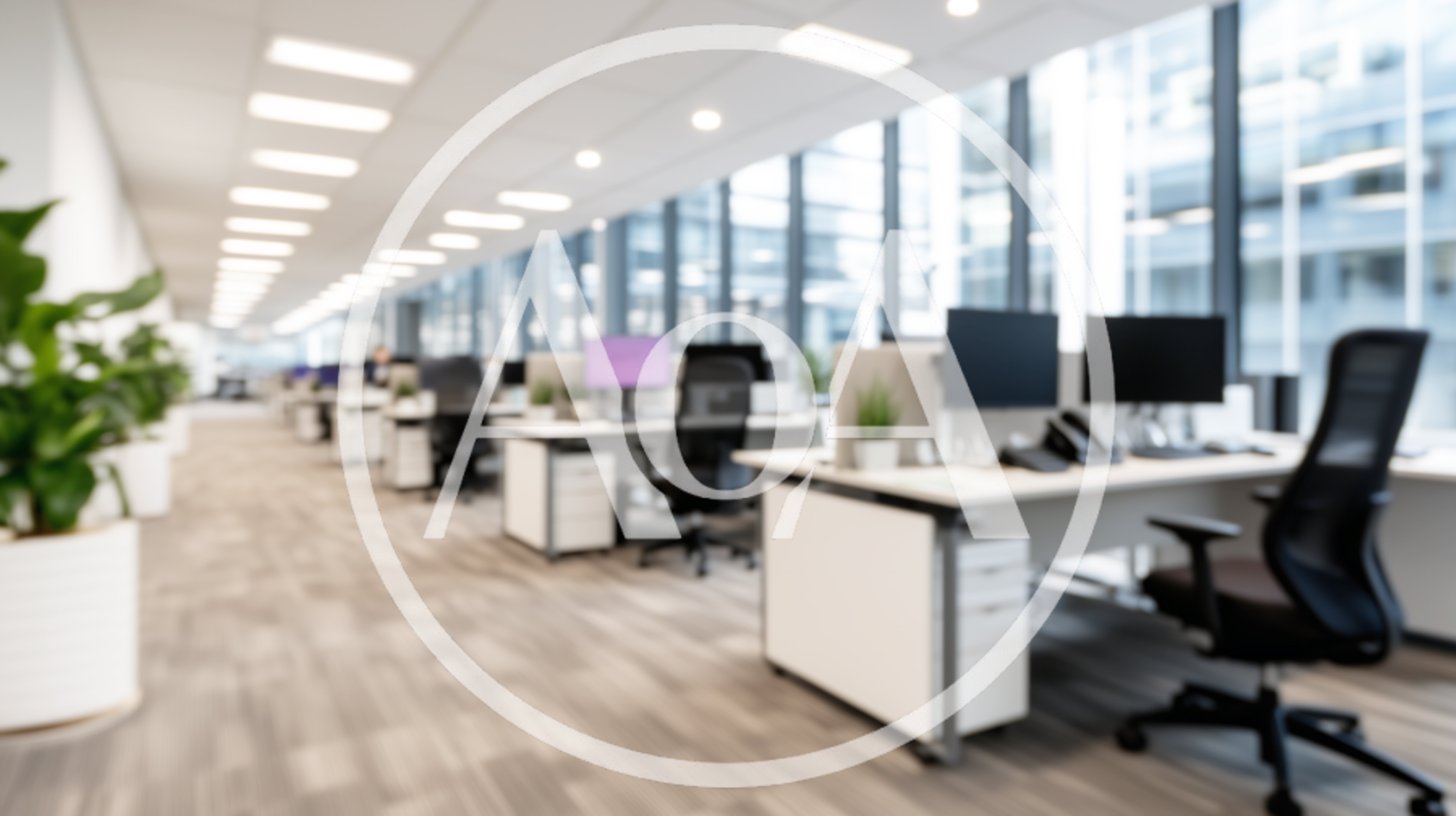 Modern Open Plan Office Interior With Empty Workstations