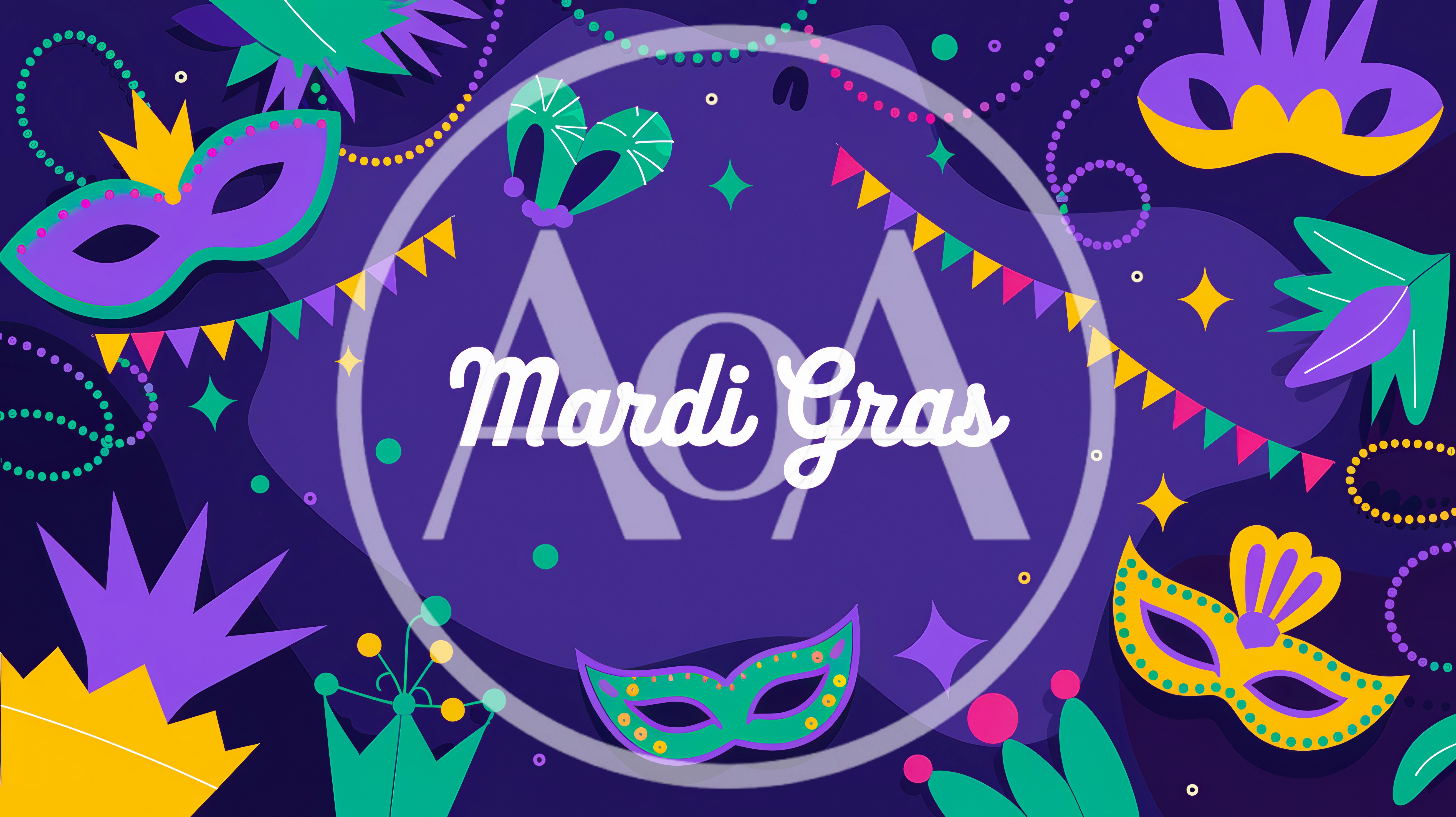 Mardi Gras Celebration Background With Festive Masks And Beads