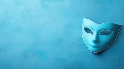 Blue Venetian Mask On Textured Blue Background