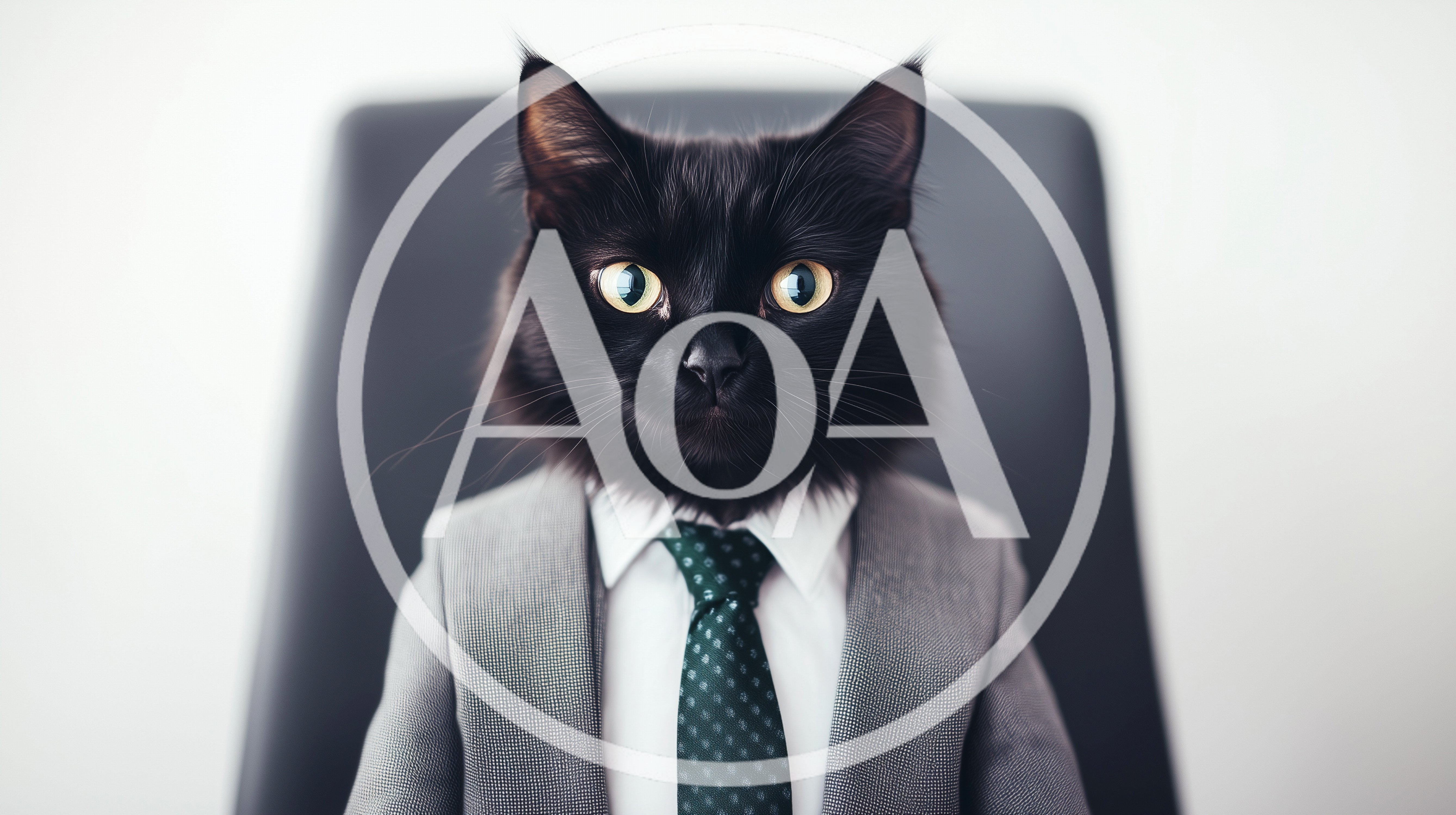 Professional Black Cat Wearing A Business Suit And Tie