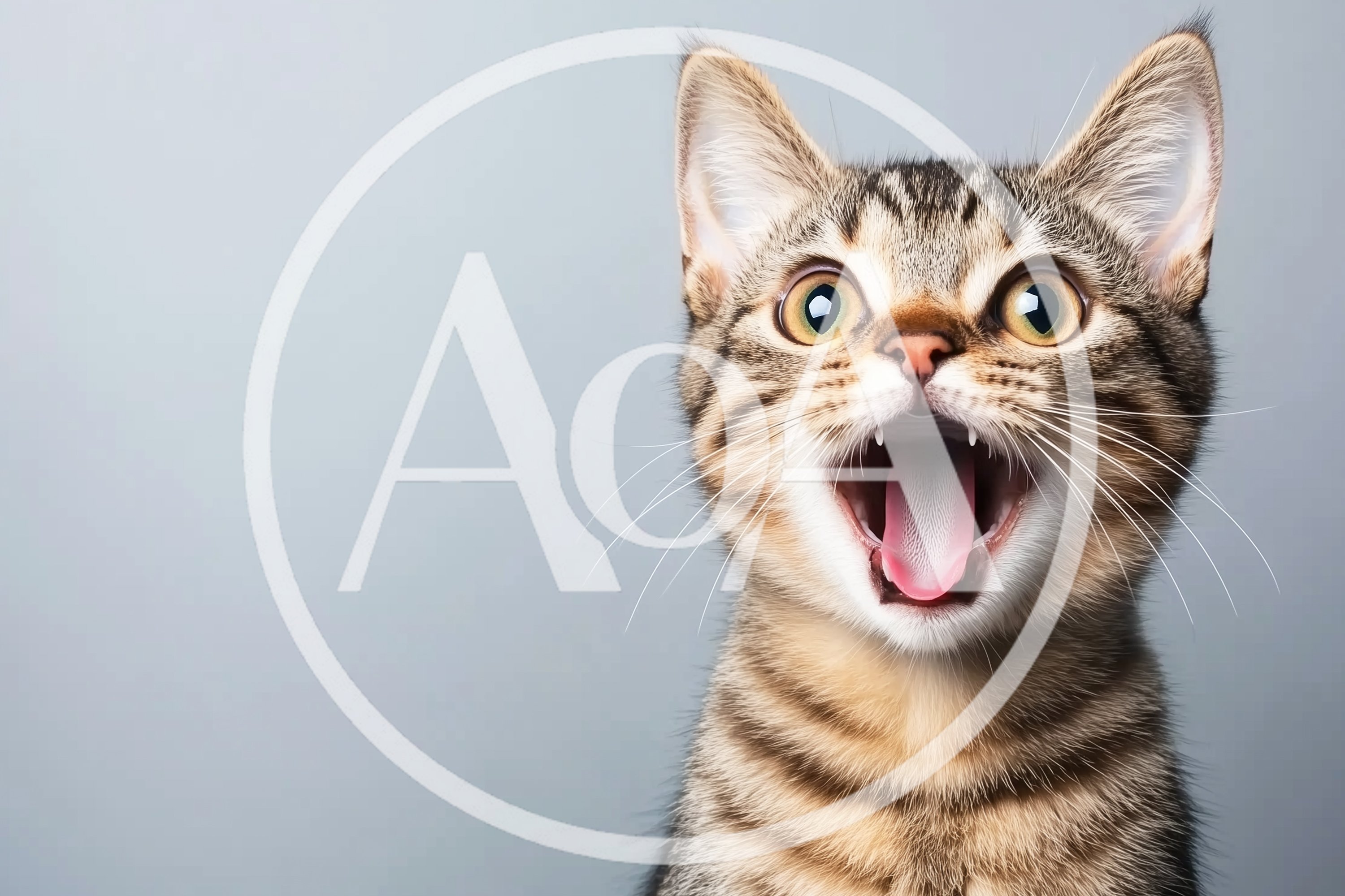 Surprised Tabby Cat With Open Mouth