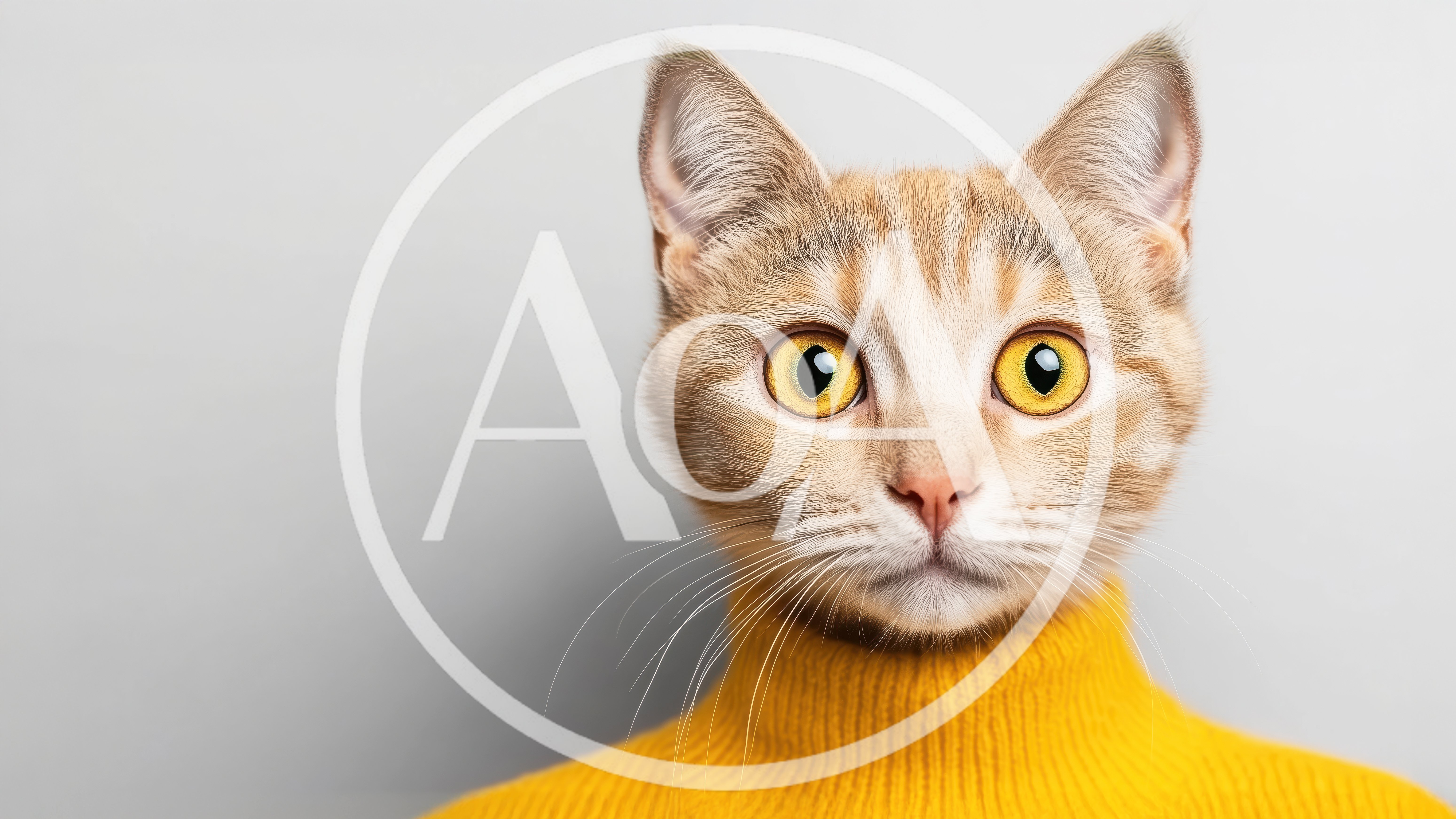 Anthropomorphic Cat Wearing A Yellow Turtleneck Sweater