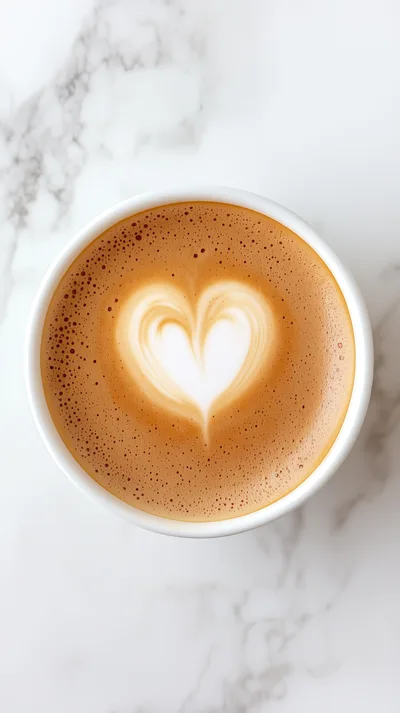 Top View Of A Heart Shaped Latte Art Coffee