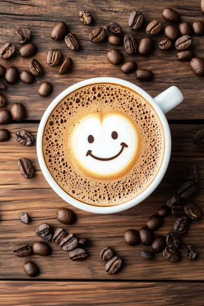 Cup Of Coffee With Smiley Face Latte Art