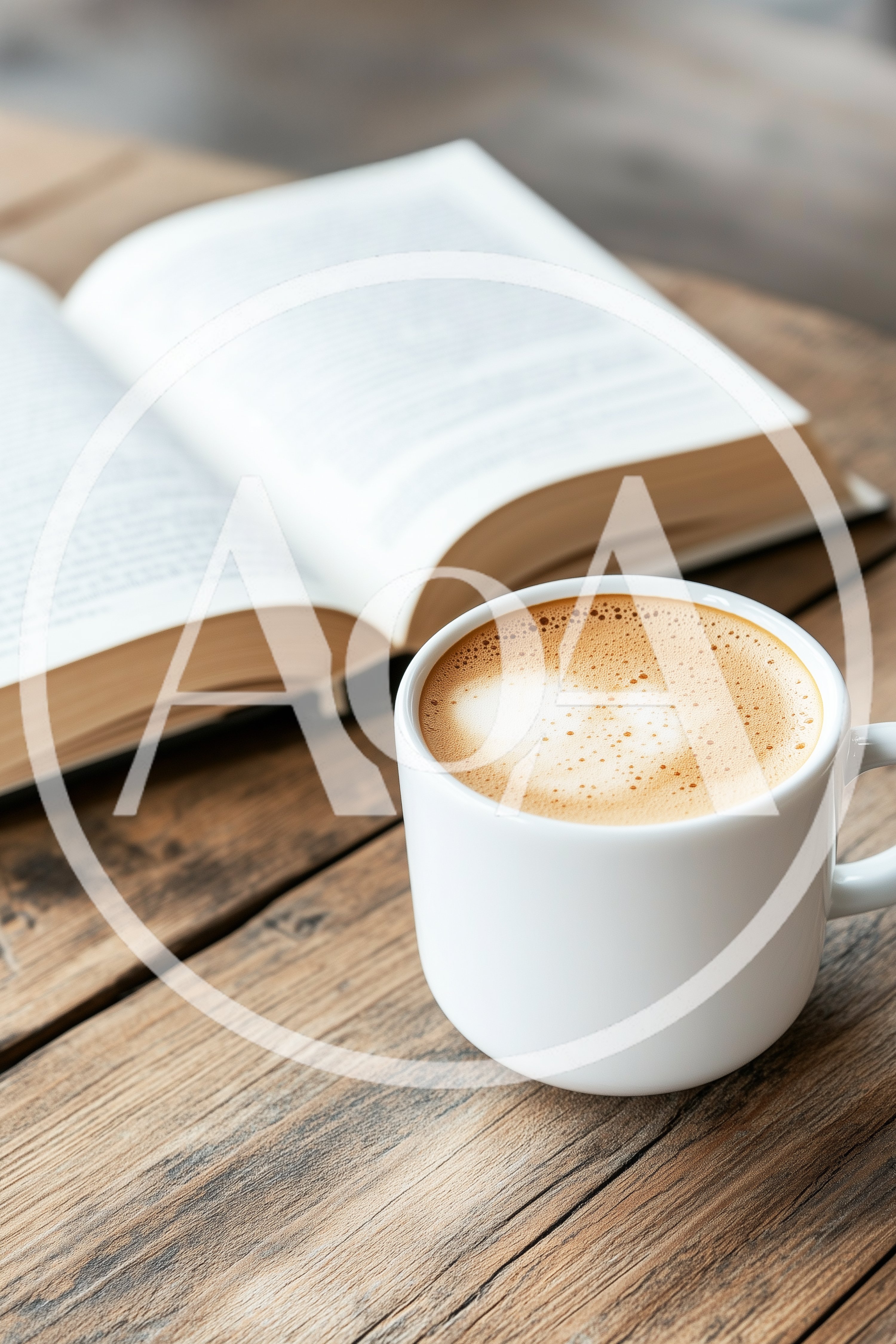 White Coffee Cup Beside An Open Book