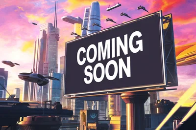Futuristic Cityscape With A Coming Soon Billboard