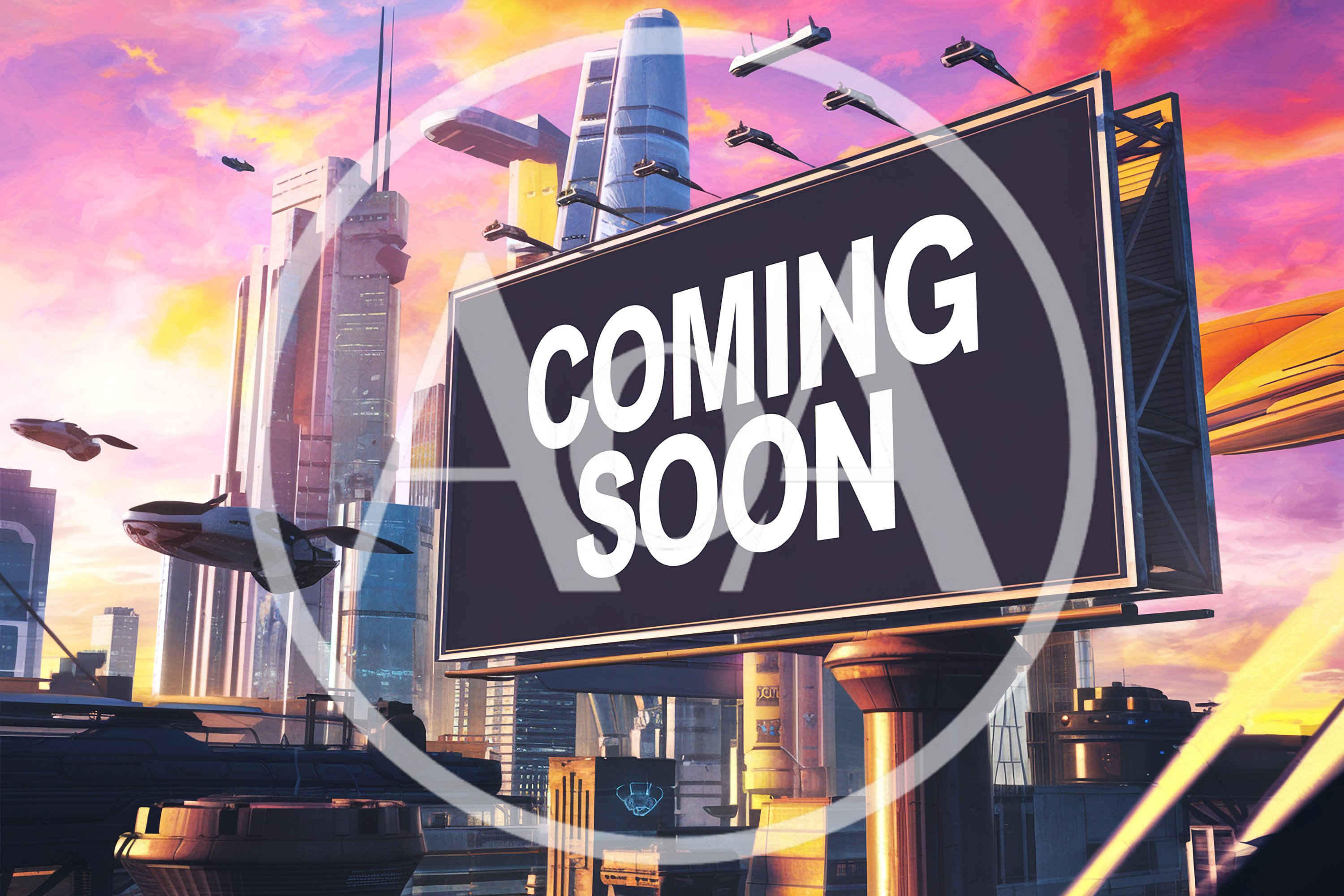 Futuristic Cityscape With A Coming Soon Billboard