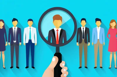 Recruitment Concept With Magnifying Glass Over Job Candidate