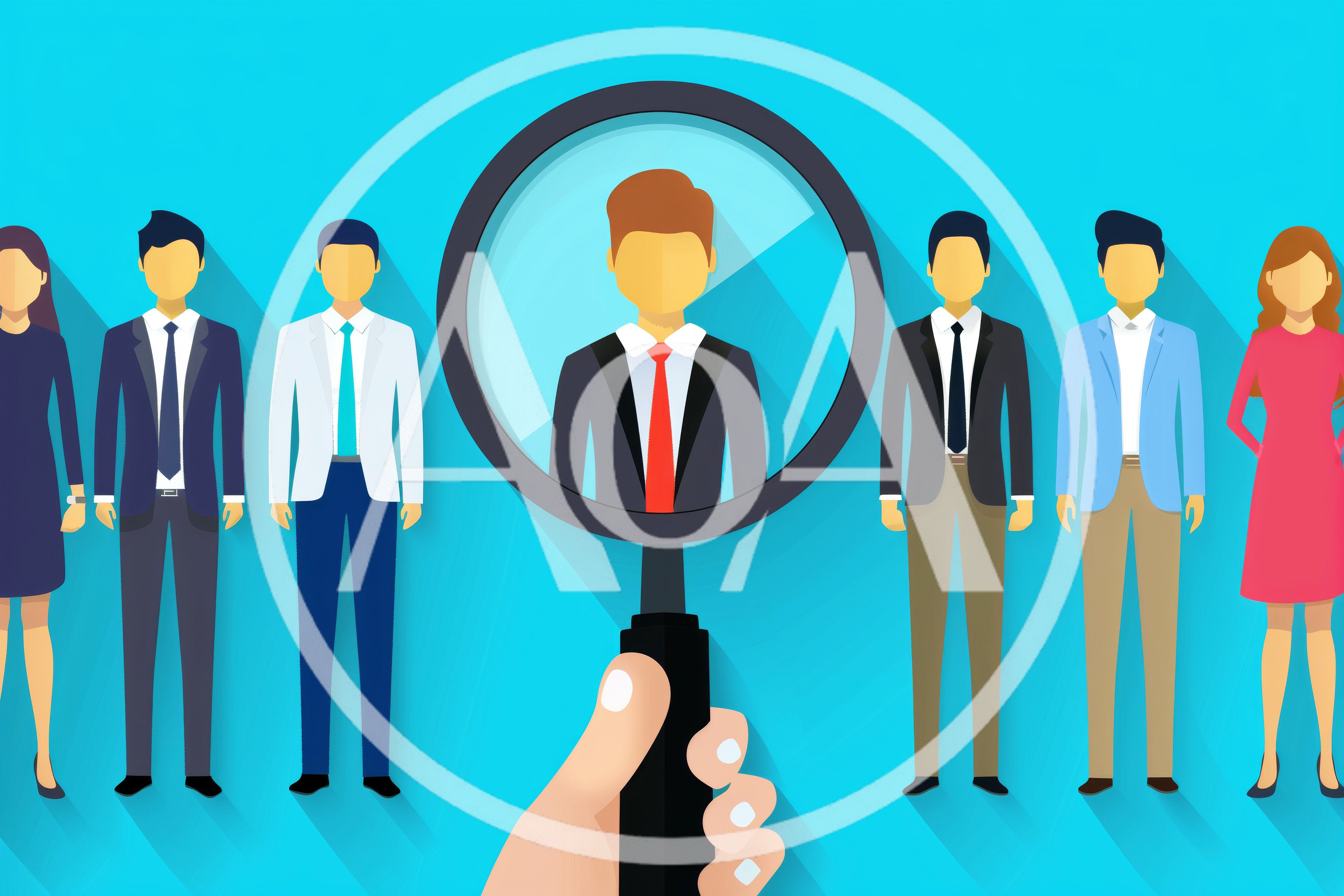 Recruitment Concept With Magnifying Glass Over Job Candidate