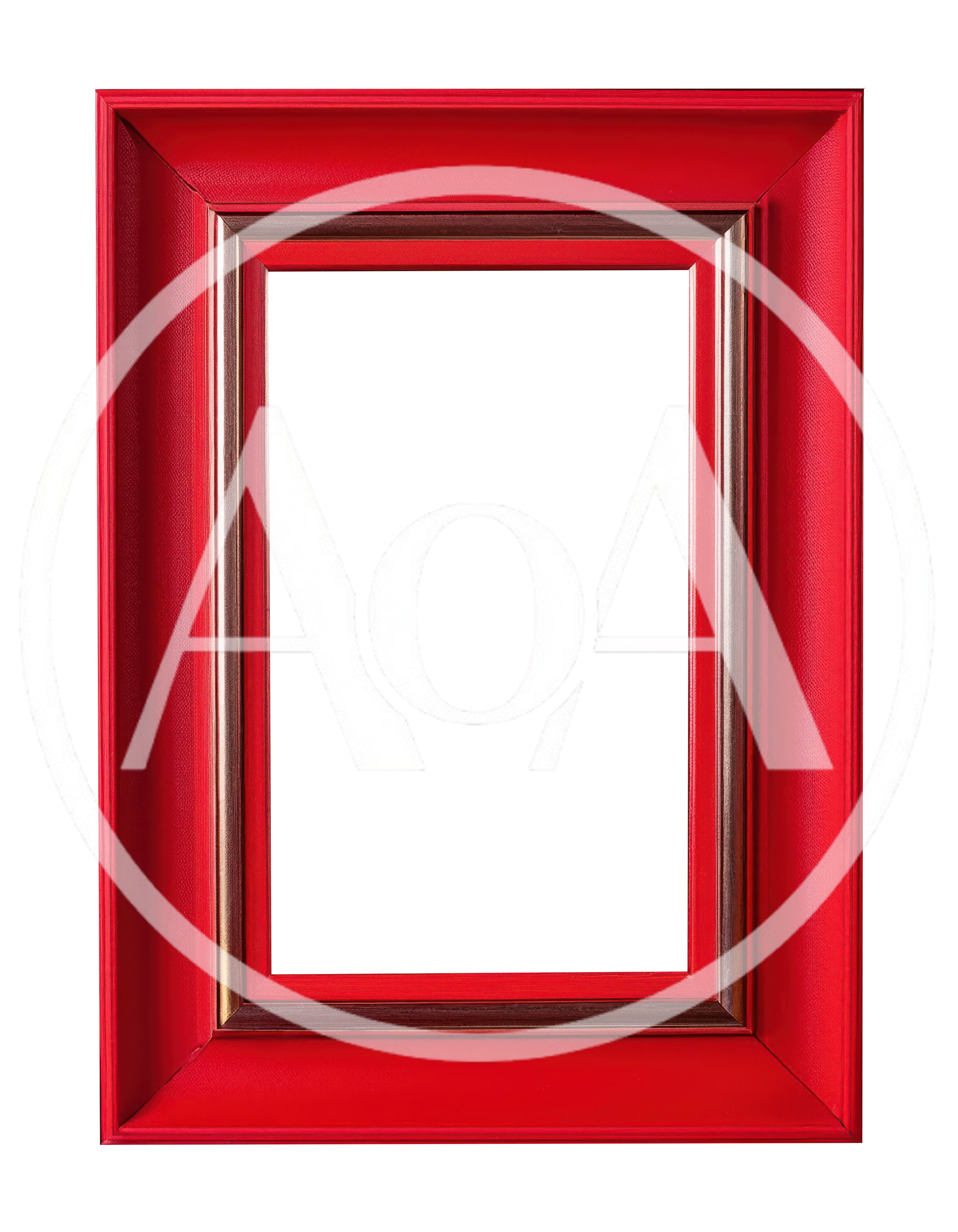 Empty Rectangular Red Picture Frame Isolated On Black