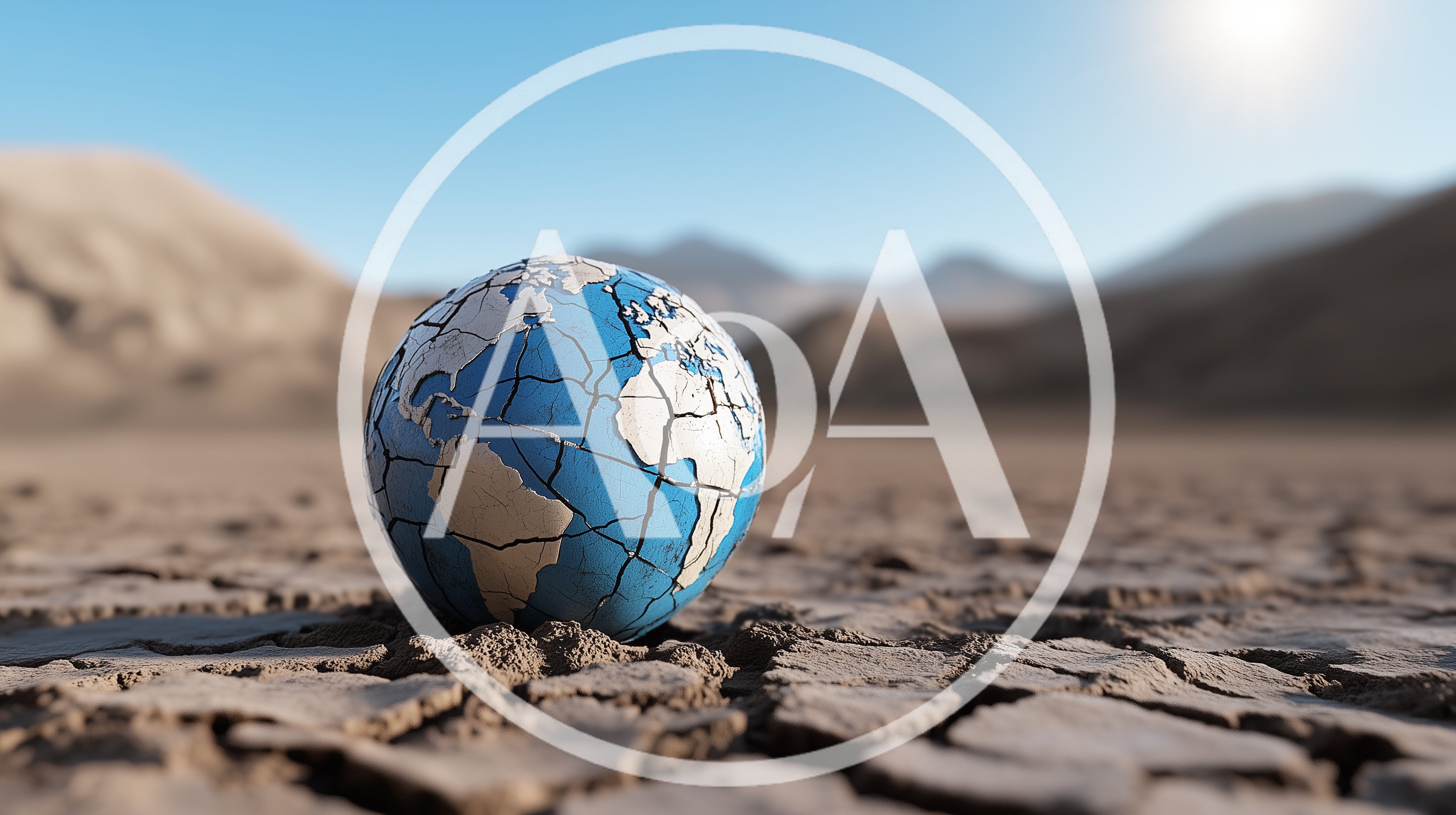 Cracked Earth Globe Resting On Dry Parched Ground