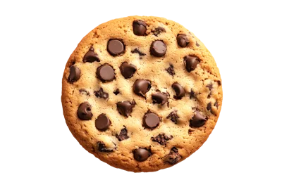 Single Chocolate Chip Cookie Isolated On White Background