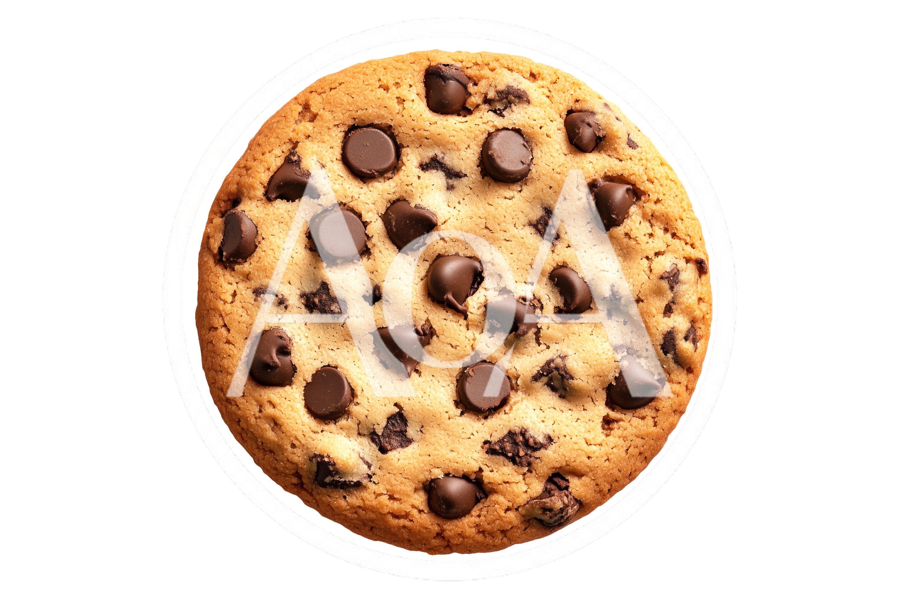 Single Chocolate Chip Cookie Isolated On White Background