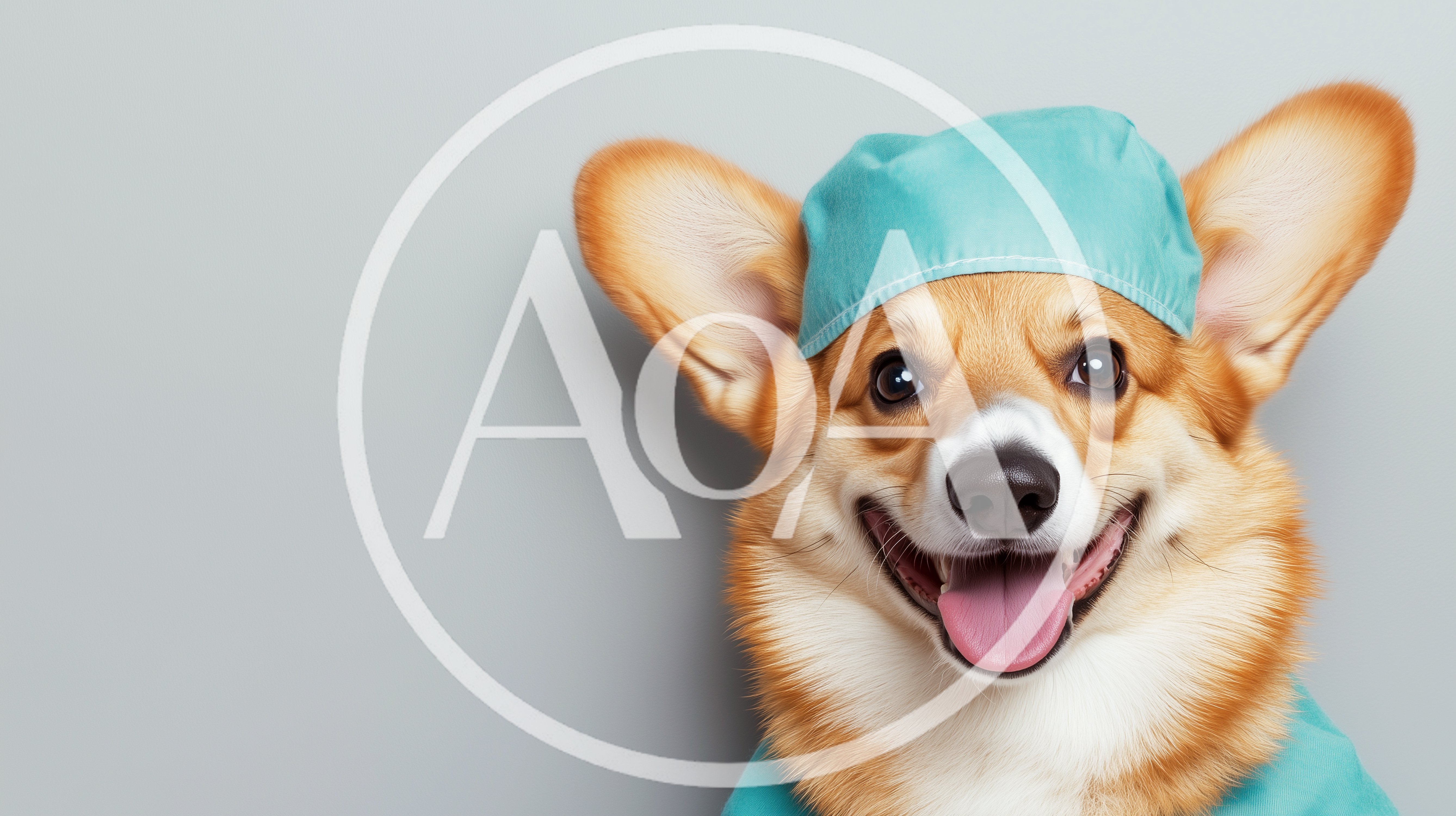 Corgi Dog Wearing A Surgical Scrub Cap