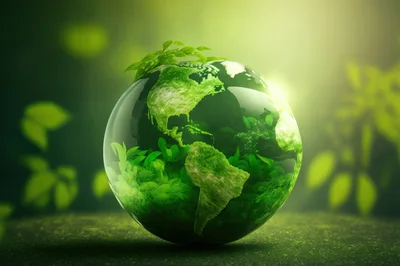 Glass Globe With Lush Green Vegetation Inside