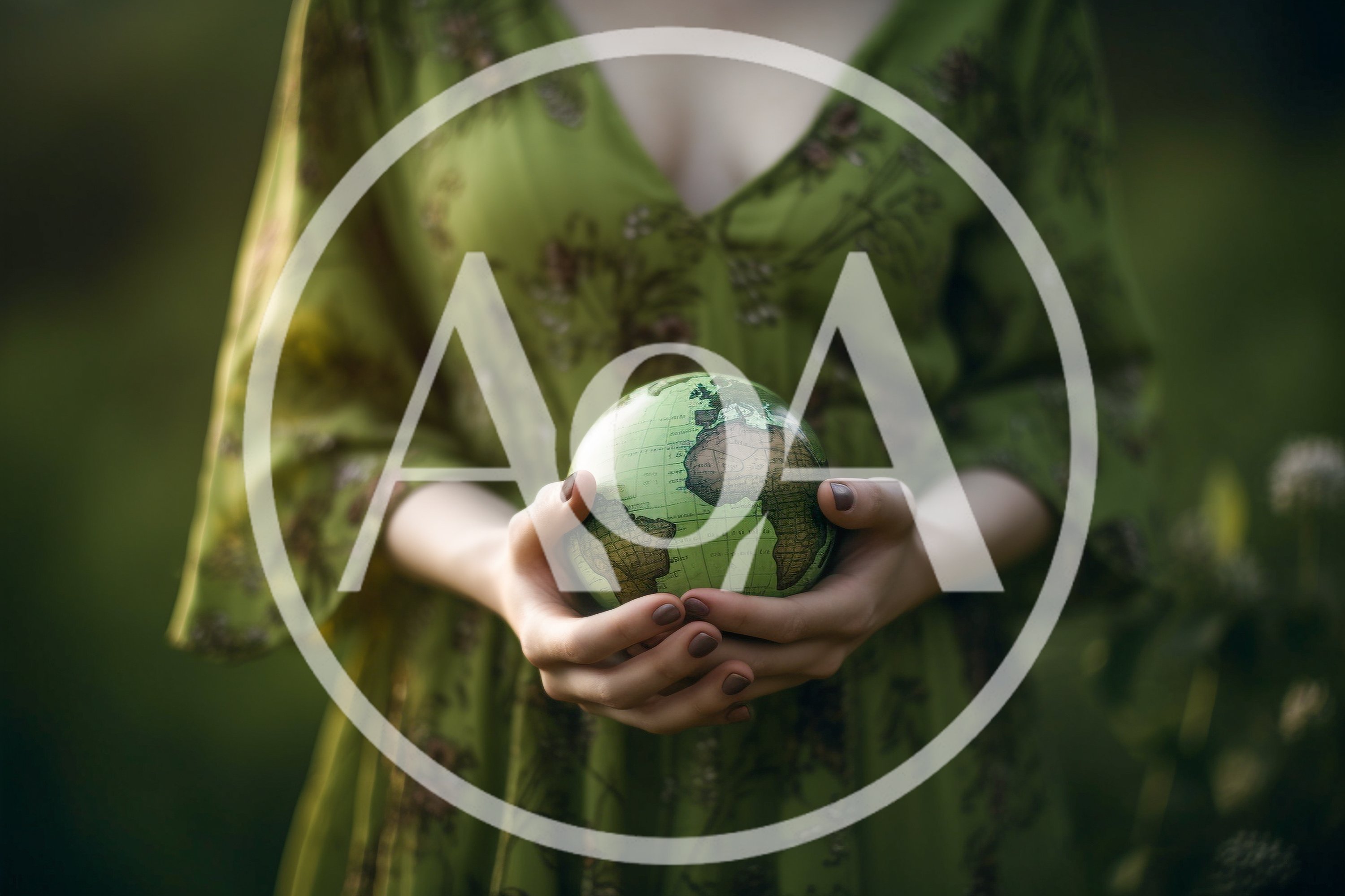 Woman Holding A Vintage Globe In Her Hands