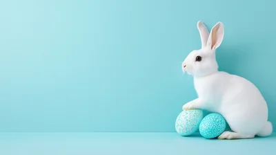 White Easter Bunny With Patterned Eggs