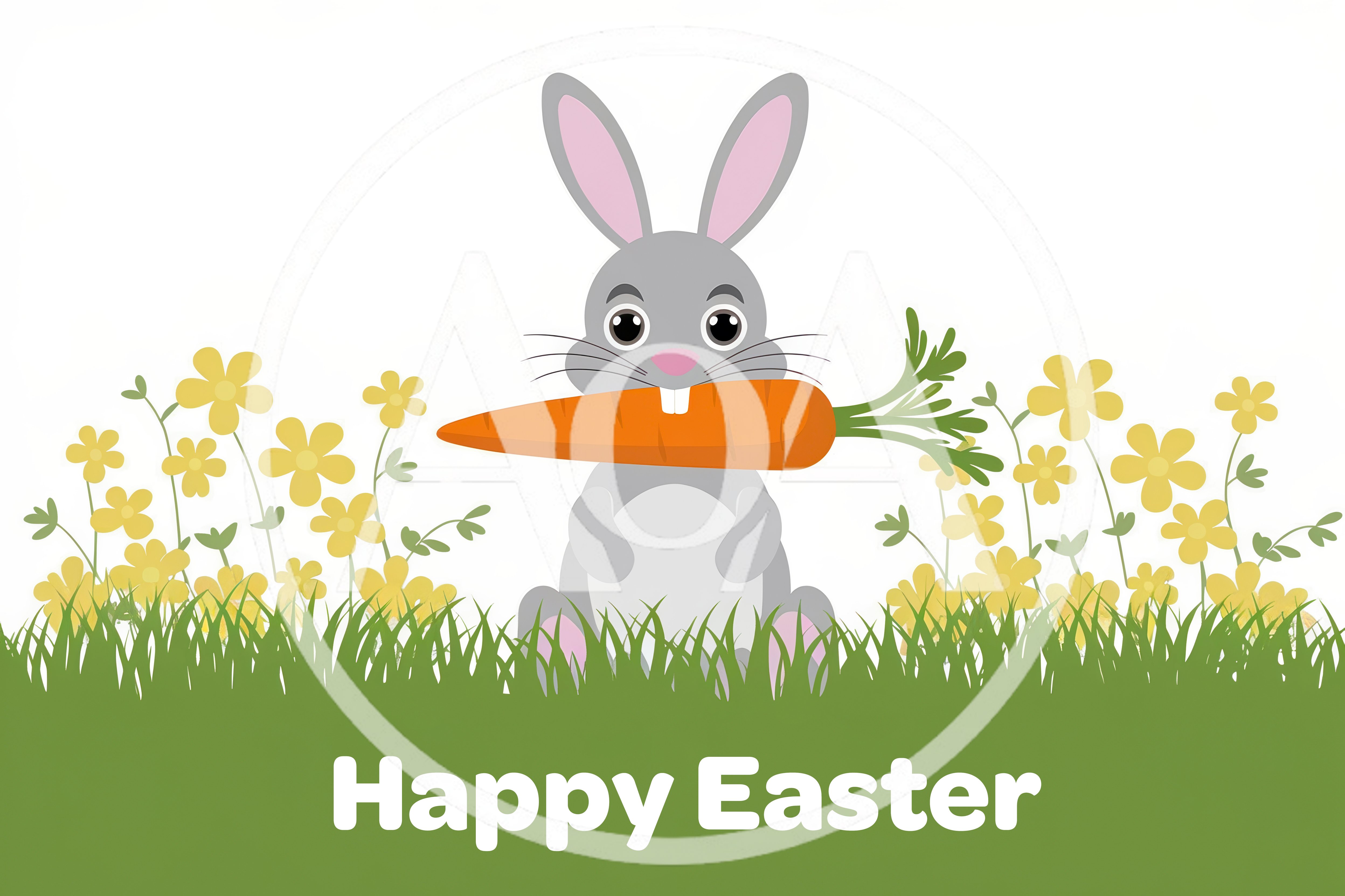 Cute Cartoon Easter Bunny Holding A Carrot