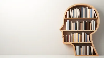 Human Head Shaped Bookshelf With Organized Books