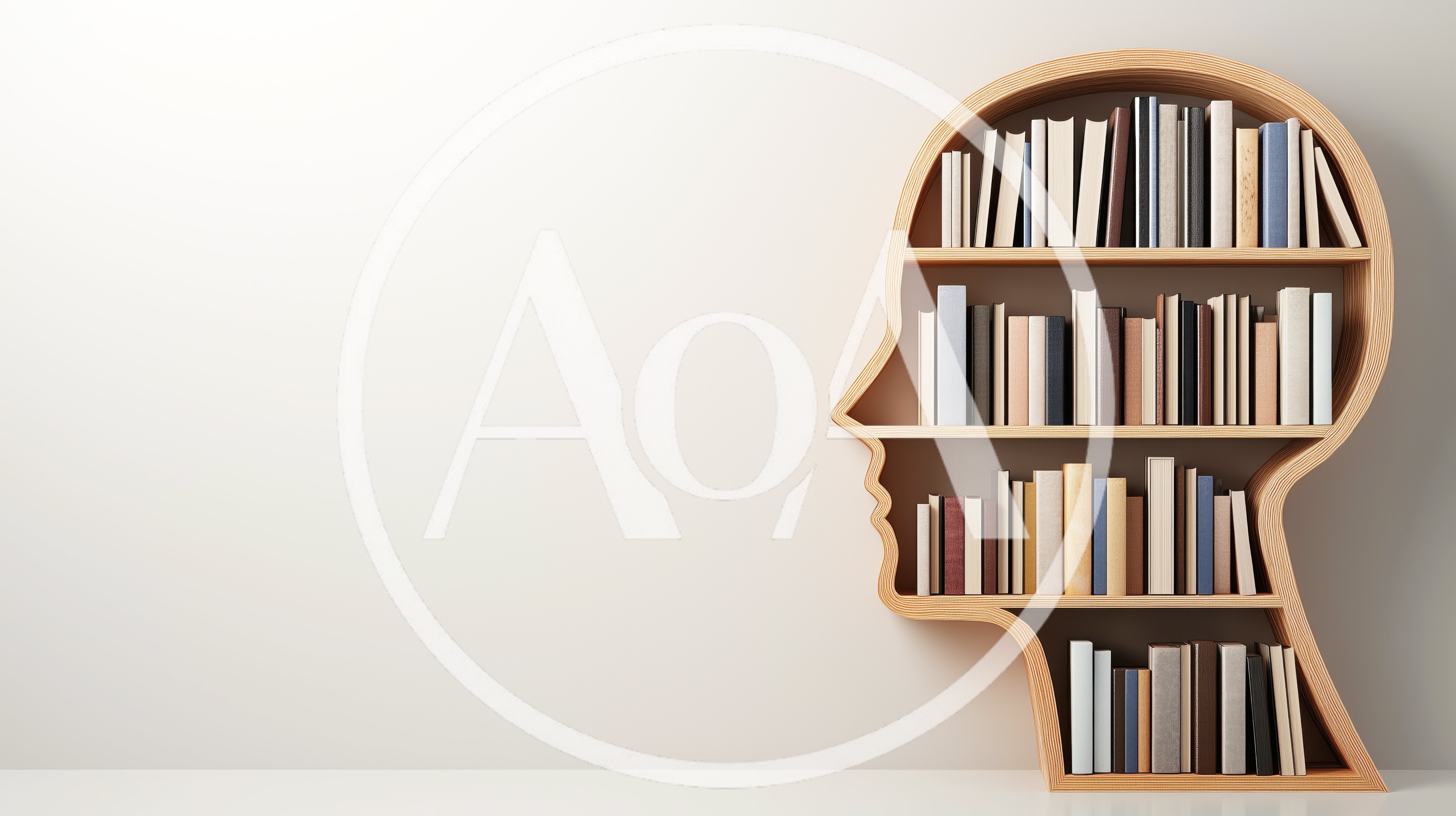Human Head Shaped Bookshelf With Organized Books