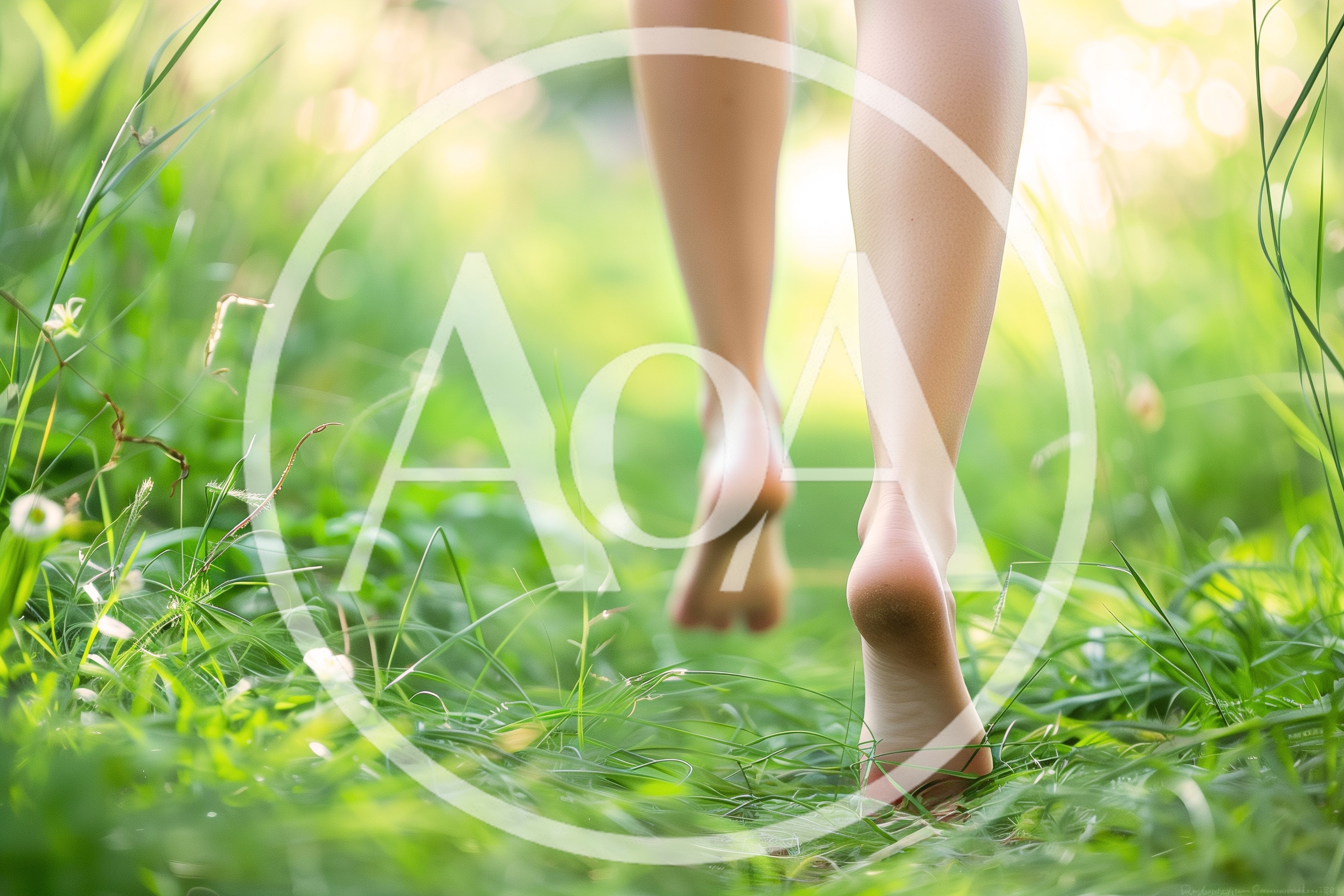 Barefoot Woman Walking Through Lush Green Grass