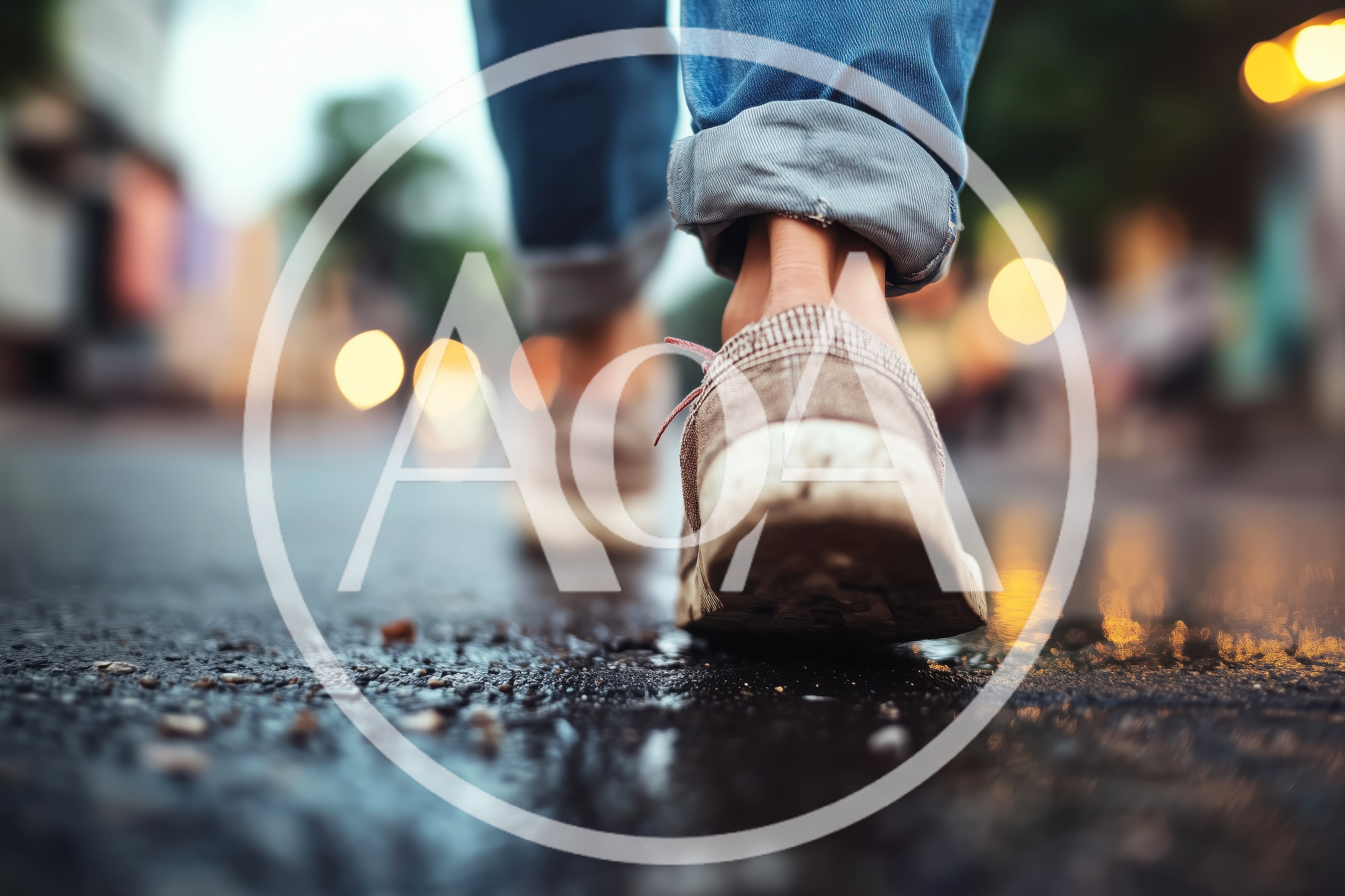 Person Walking In Casual Shoes On Wet City Street