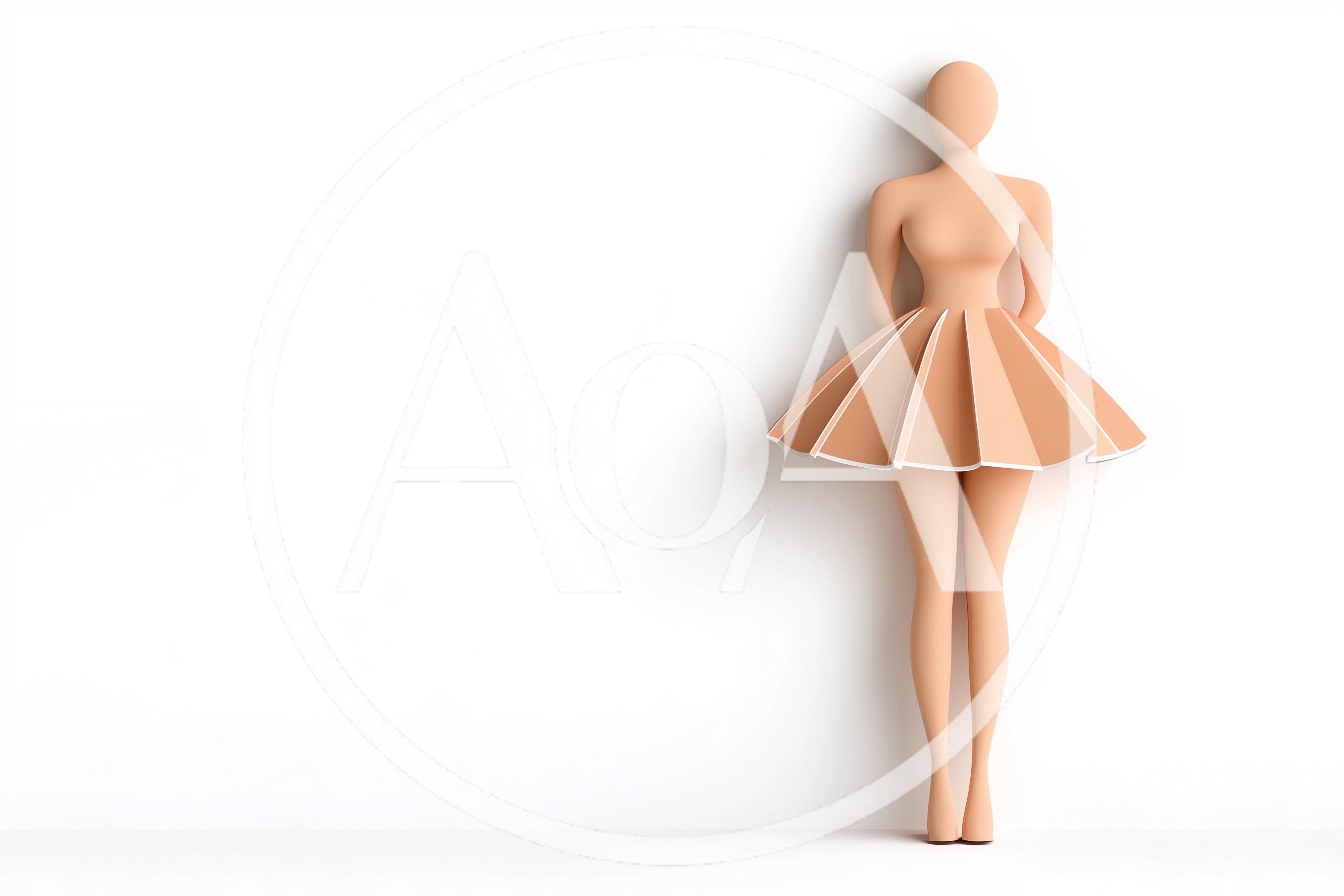 Minimalist 3D Render Of A Stylized Female Mannequin