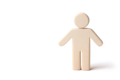 Wooden Human Figure Icon Isolated On White