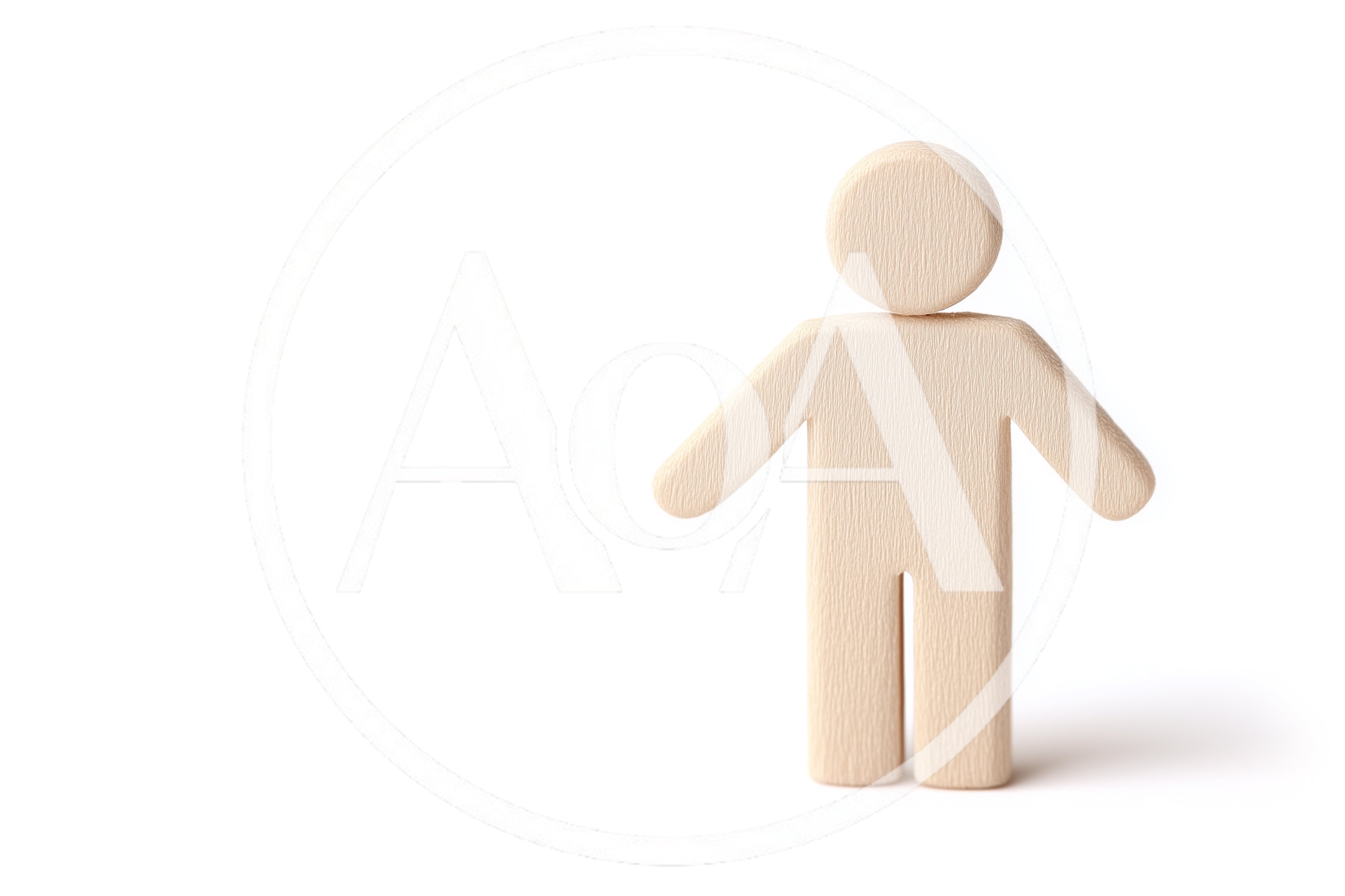 Wooden Human Figure Icon Isolated On White