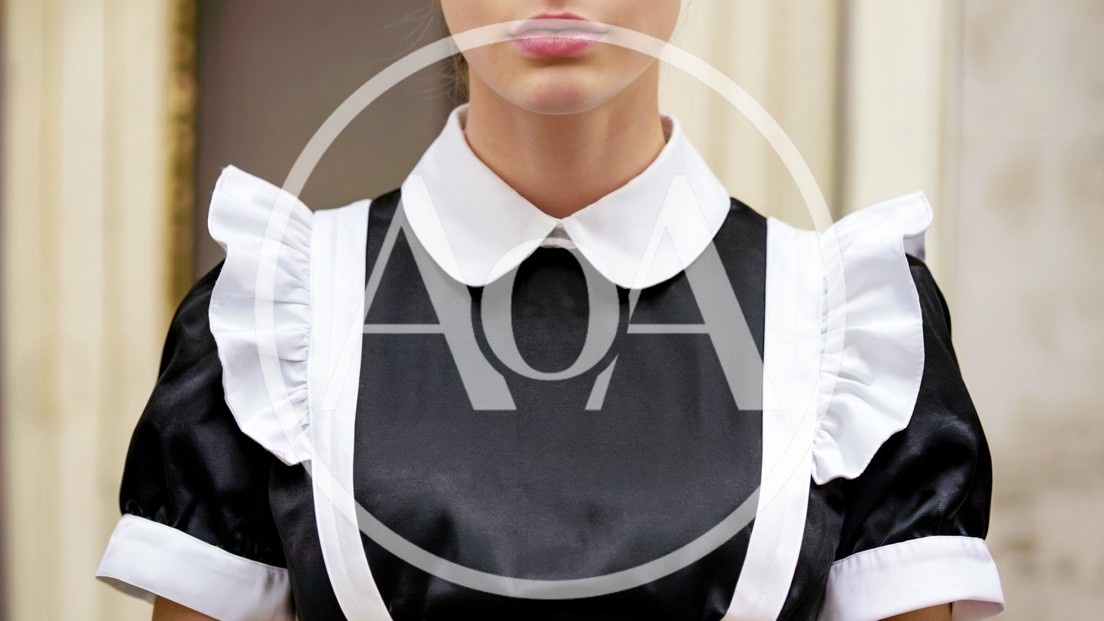 Close Up Of A Woman Wearing A Maid Costume