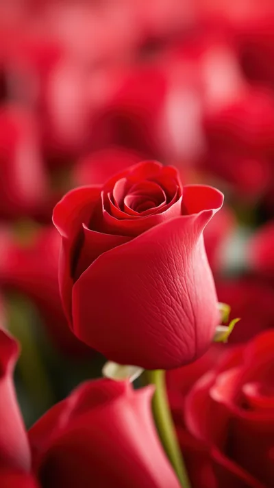 Single Vibrant Red Rose In Full Bloom