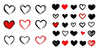 Collection of Hand Drawn Heart Icons