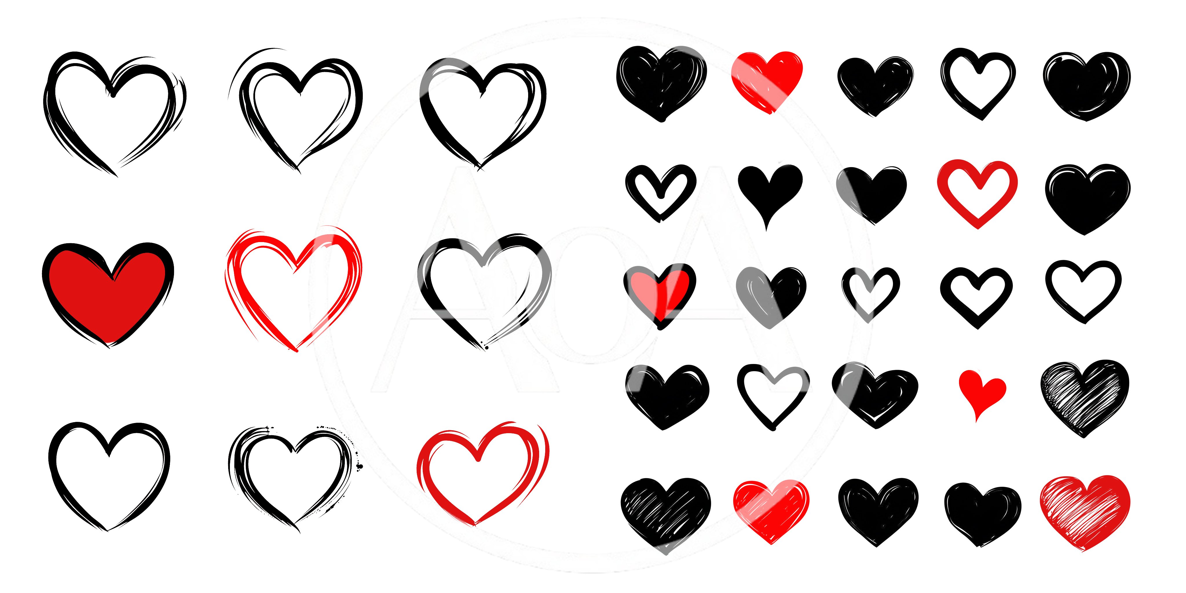 Collection of Hand Drawn Heart Icons