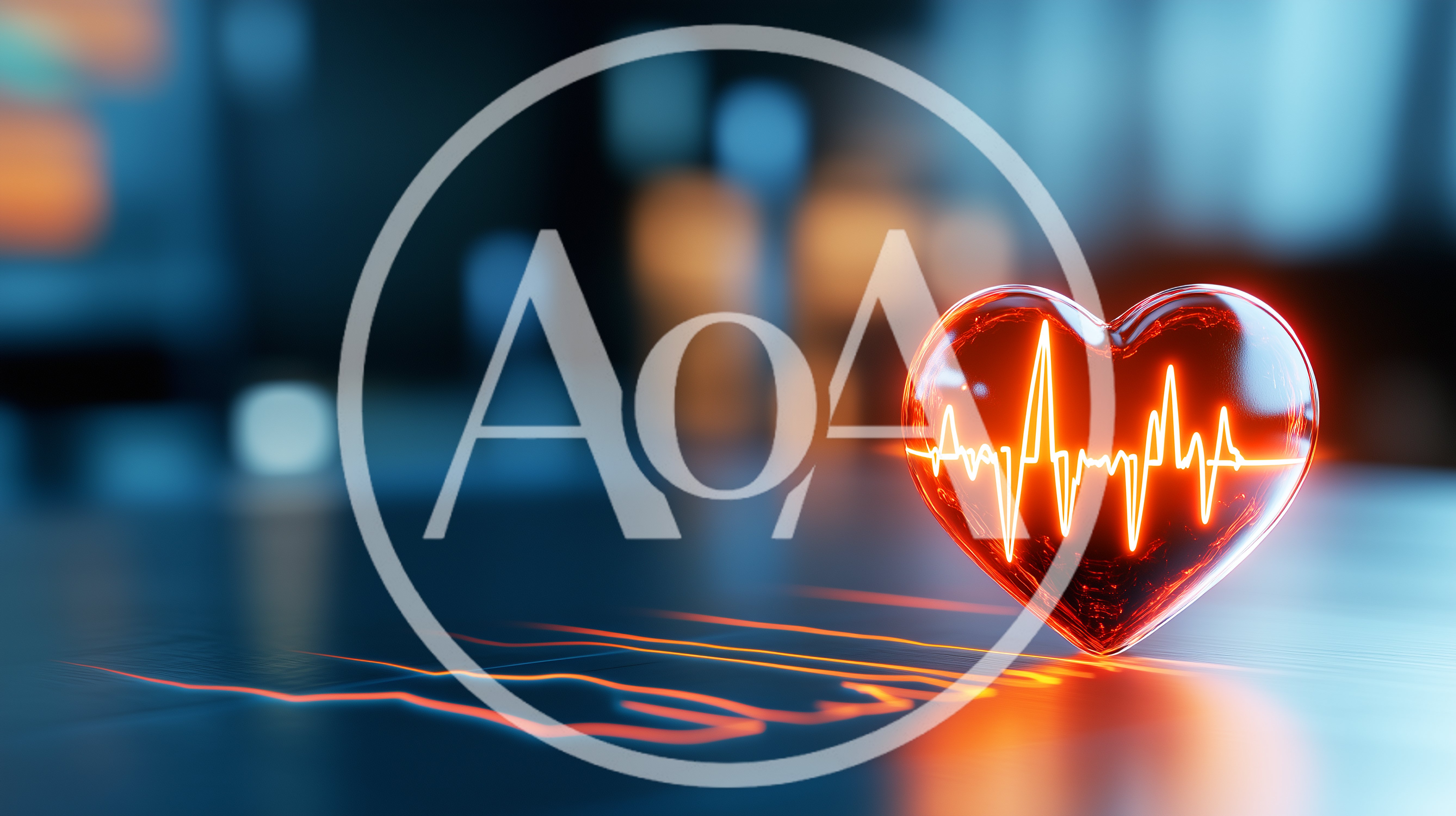 Glowing Glass Heart With EKG Pulse Line