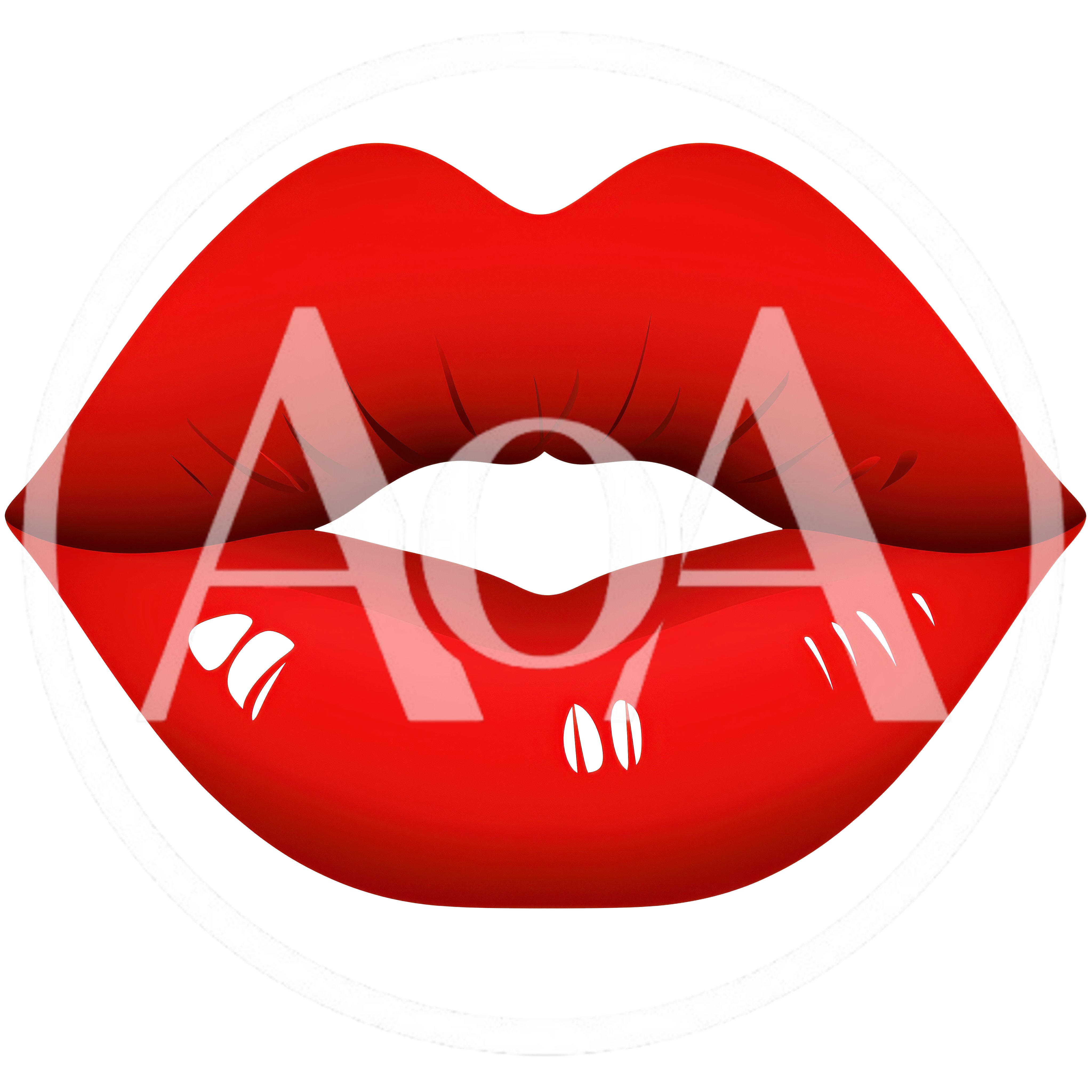 Stylized Red Lips Illustration On Black Background
