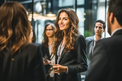 Professional Business Team Networking in Modern Office