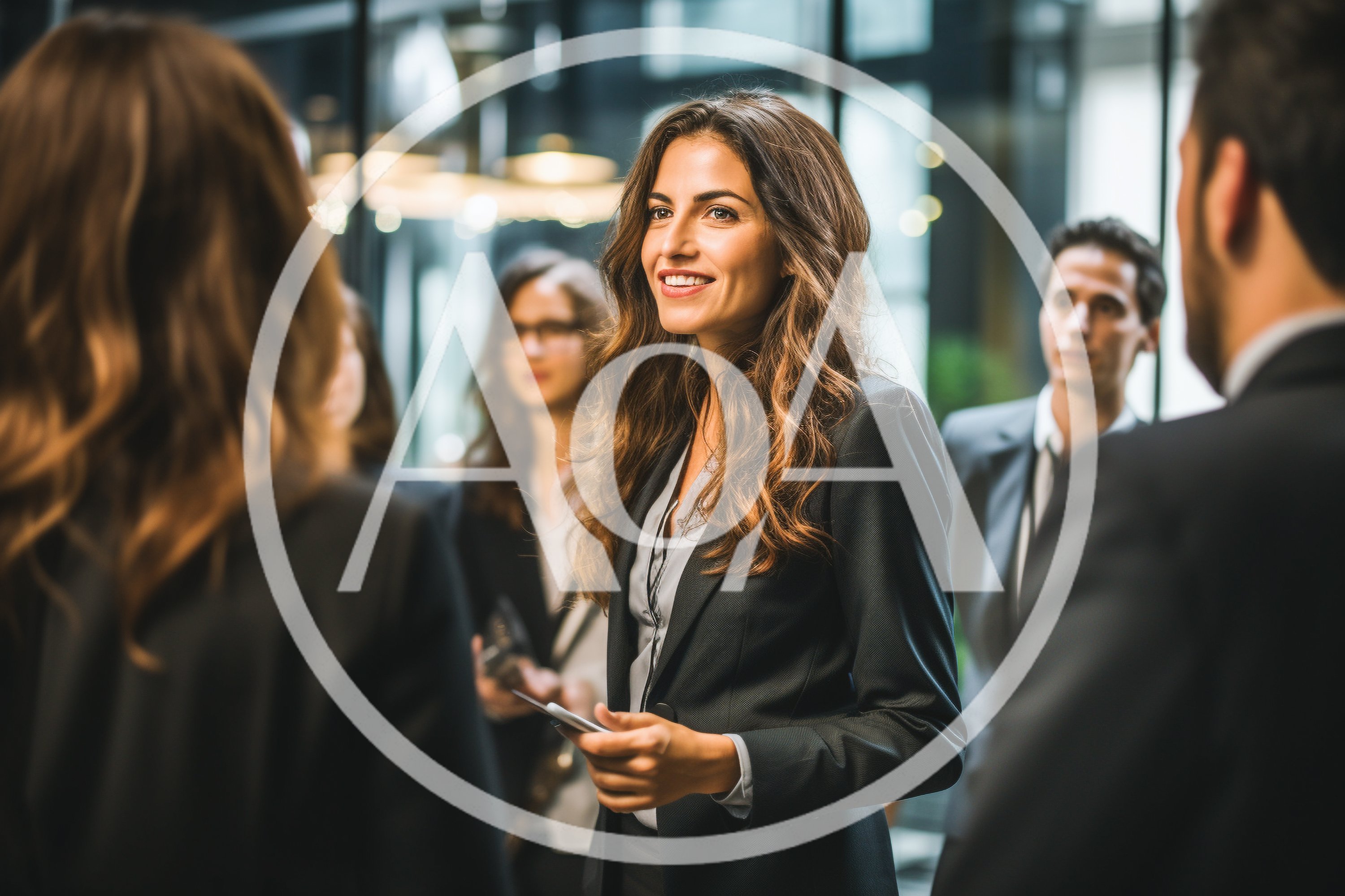 Professional Business Team Networking in Modern Office