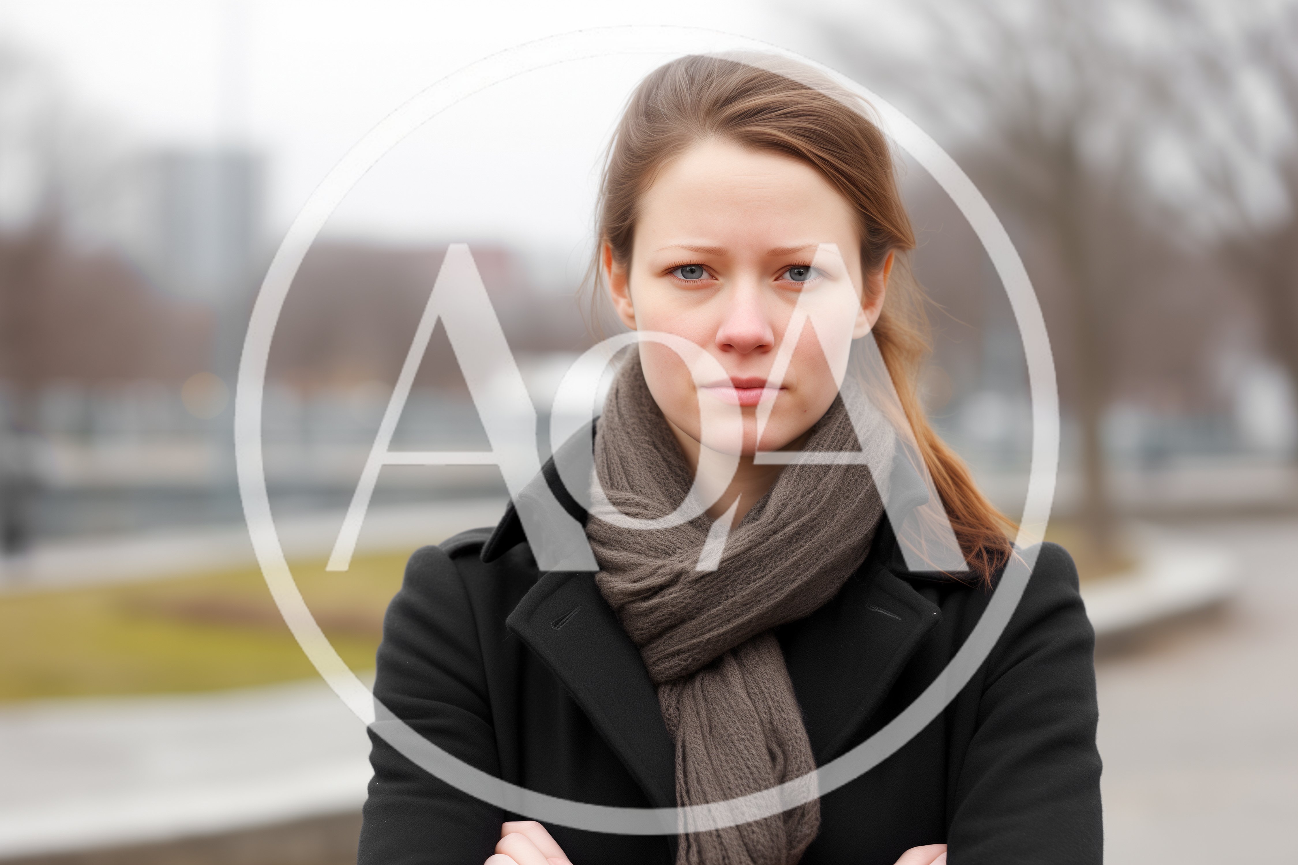 Young Woman Standing Outdoors In A Winter Coat
