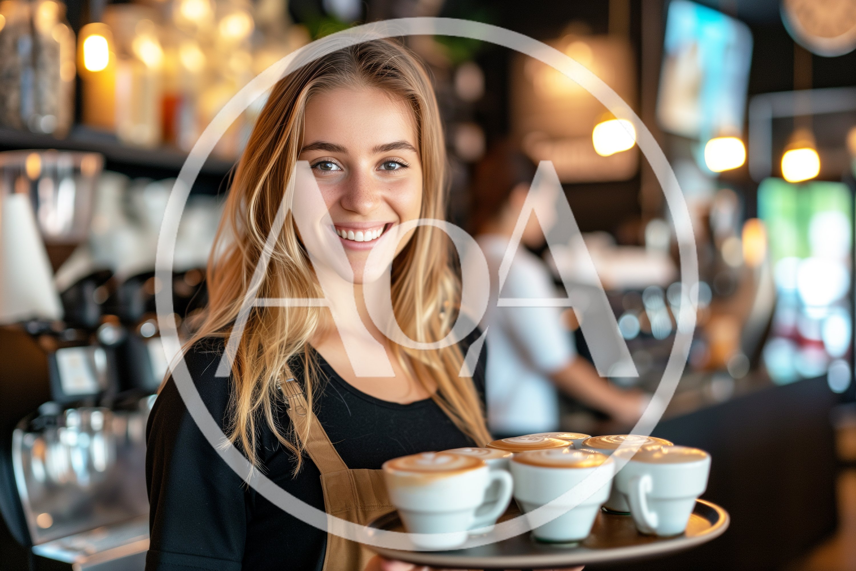 Smiling Female Barista Serving Coffee In A Cafe
