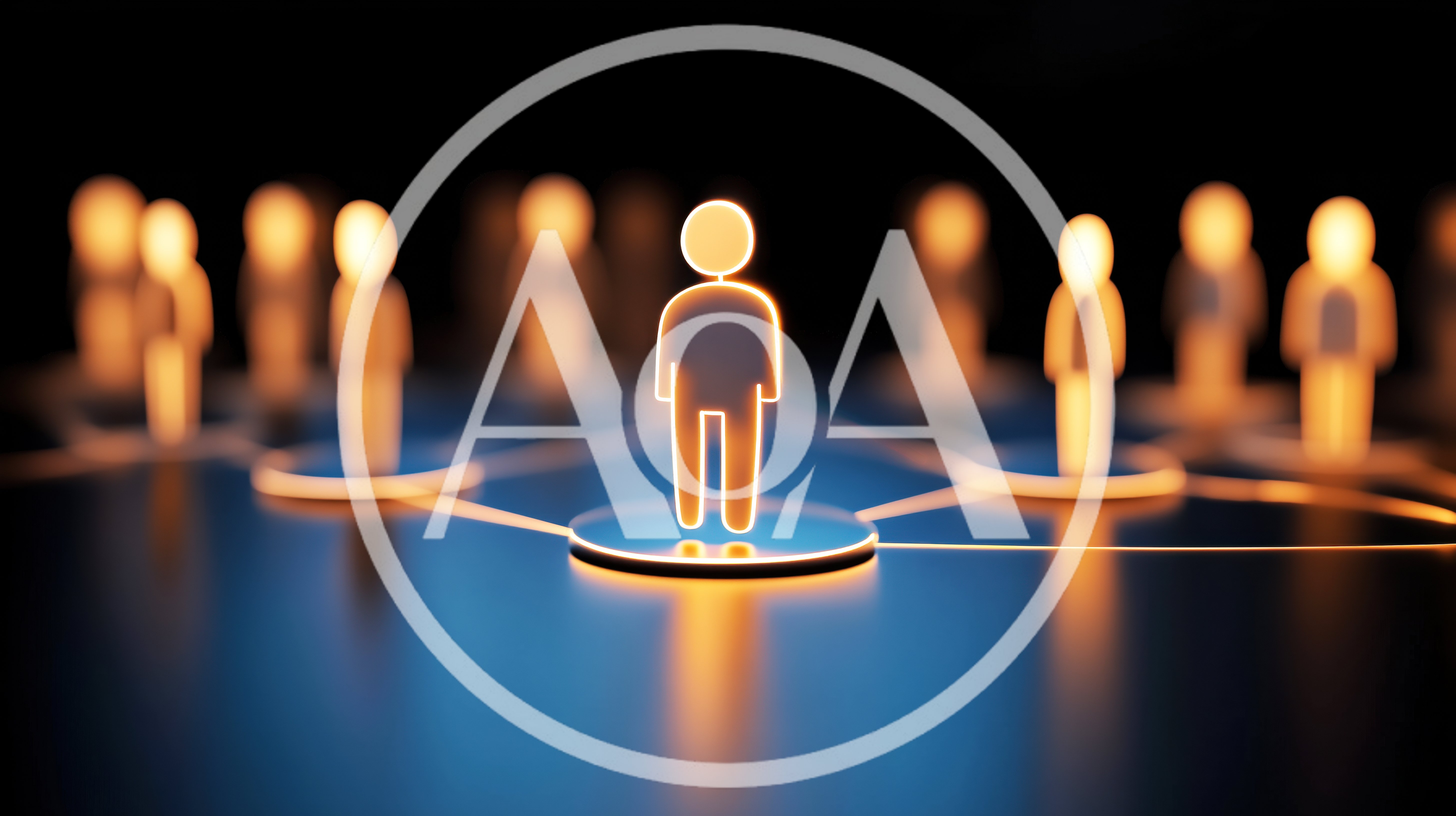 Glowing Human Network Icons Connected On Dark Surface