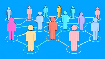 Digital Network Illustration With Connected Human Figures