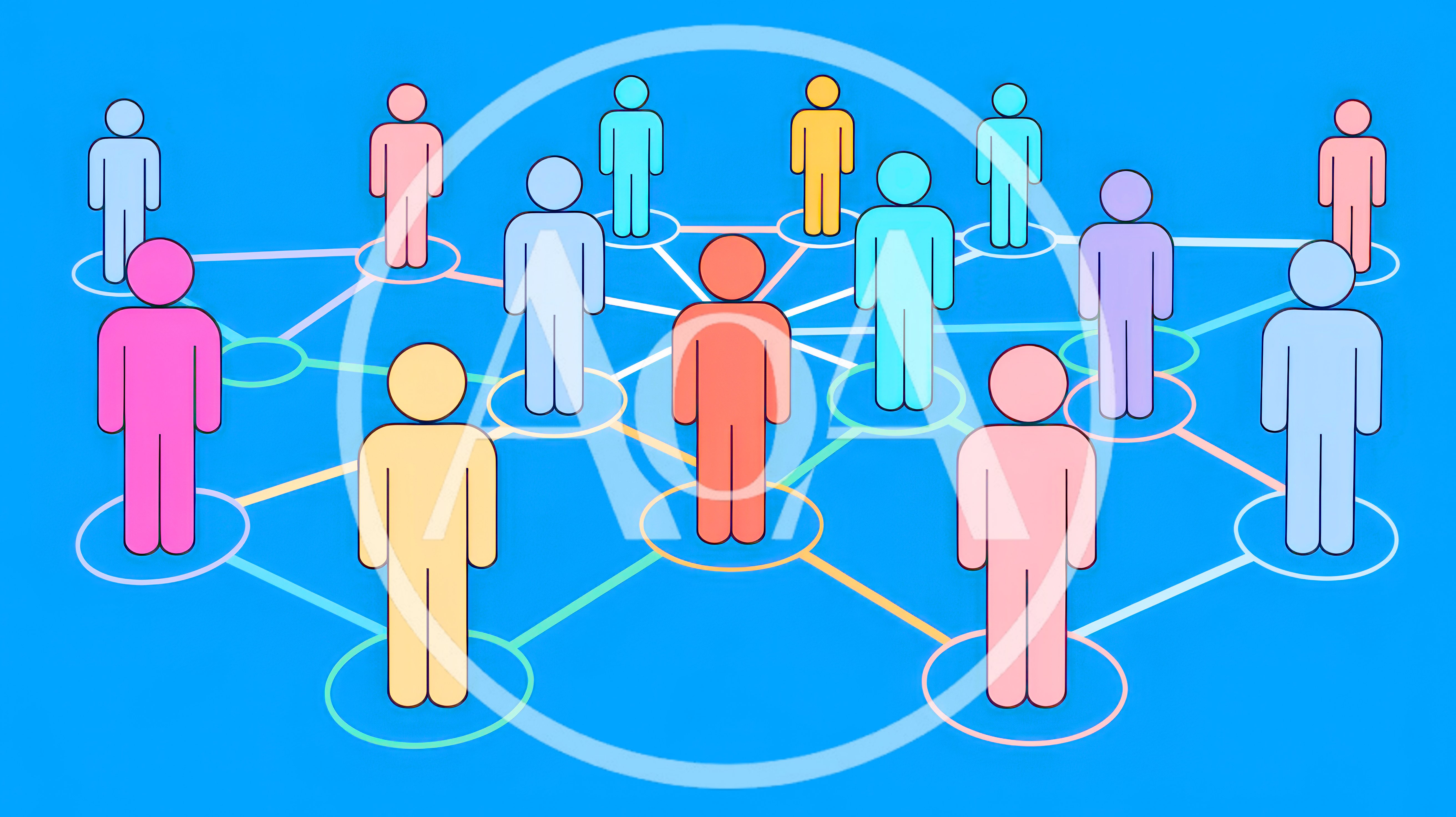Digital Network Illustration With Connected Human Figures