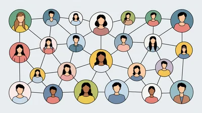 Social Network Diagram With Connected People Icons