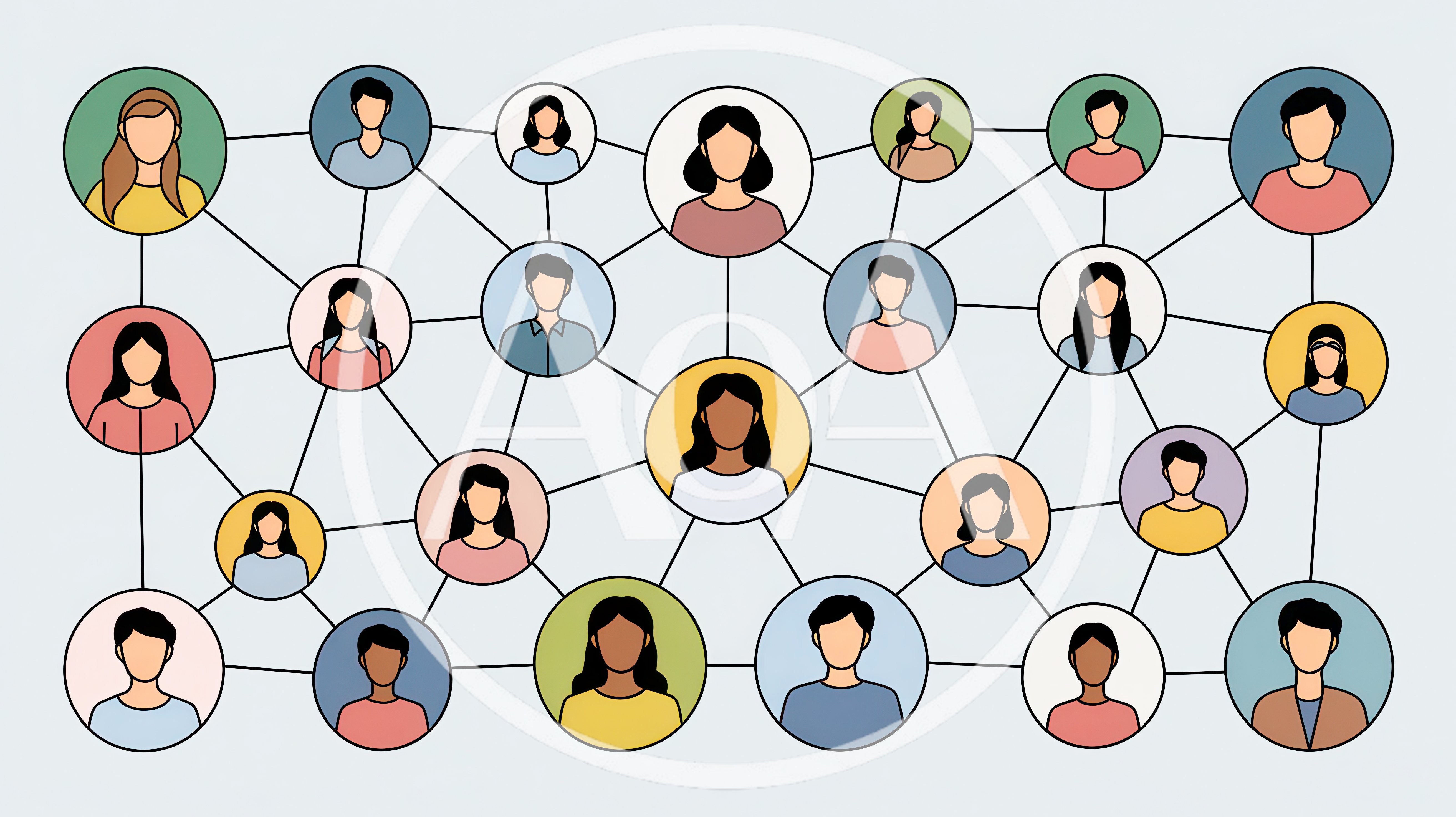 Social Network Diagram With Connected People Icons