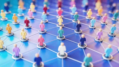 3D Rendered Network of Connected Human Figurines