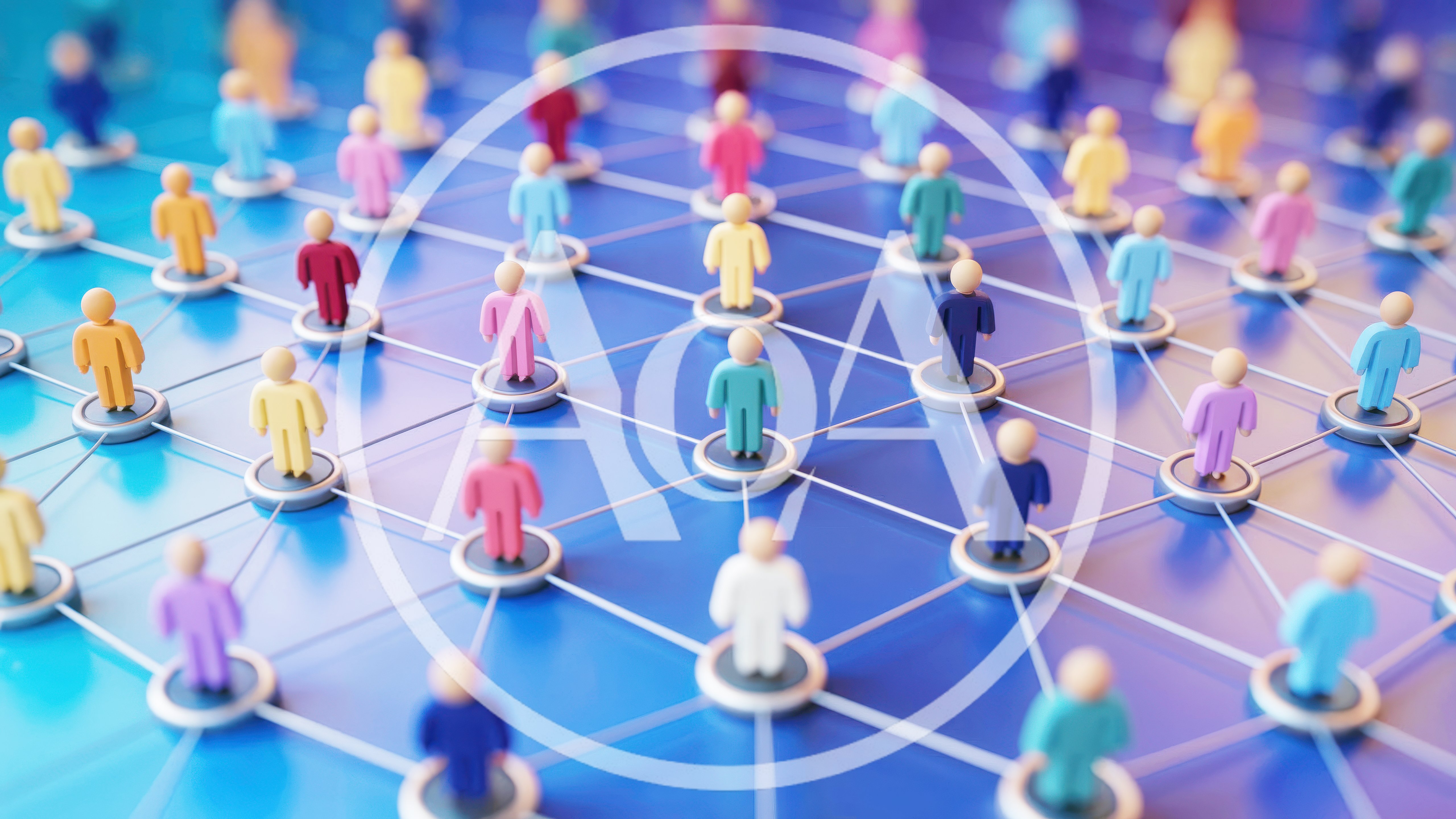 3D Rendered Network of Connected Human Figurines
