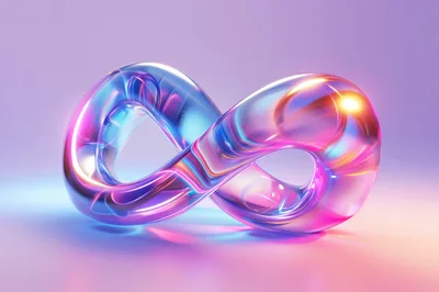 Abstract Iridescent Infinity Symbol 3D Render