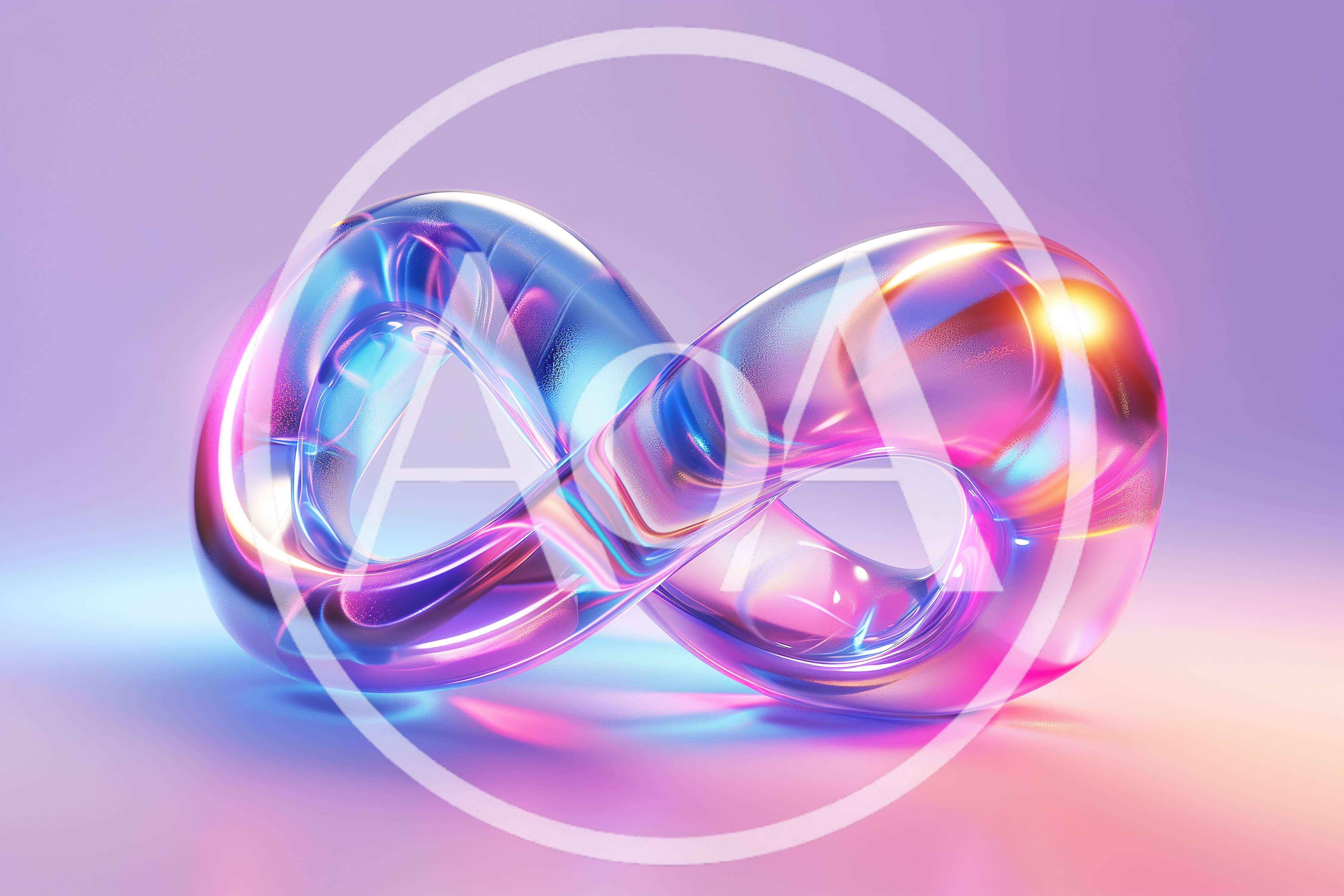 Abstract Iridescent Infinity Symbol 3D Render