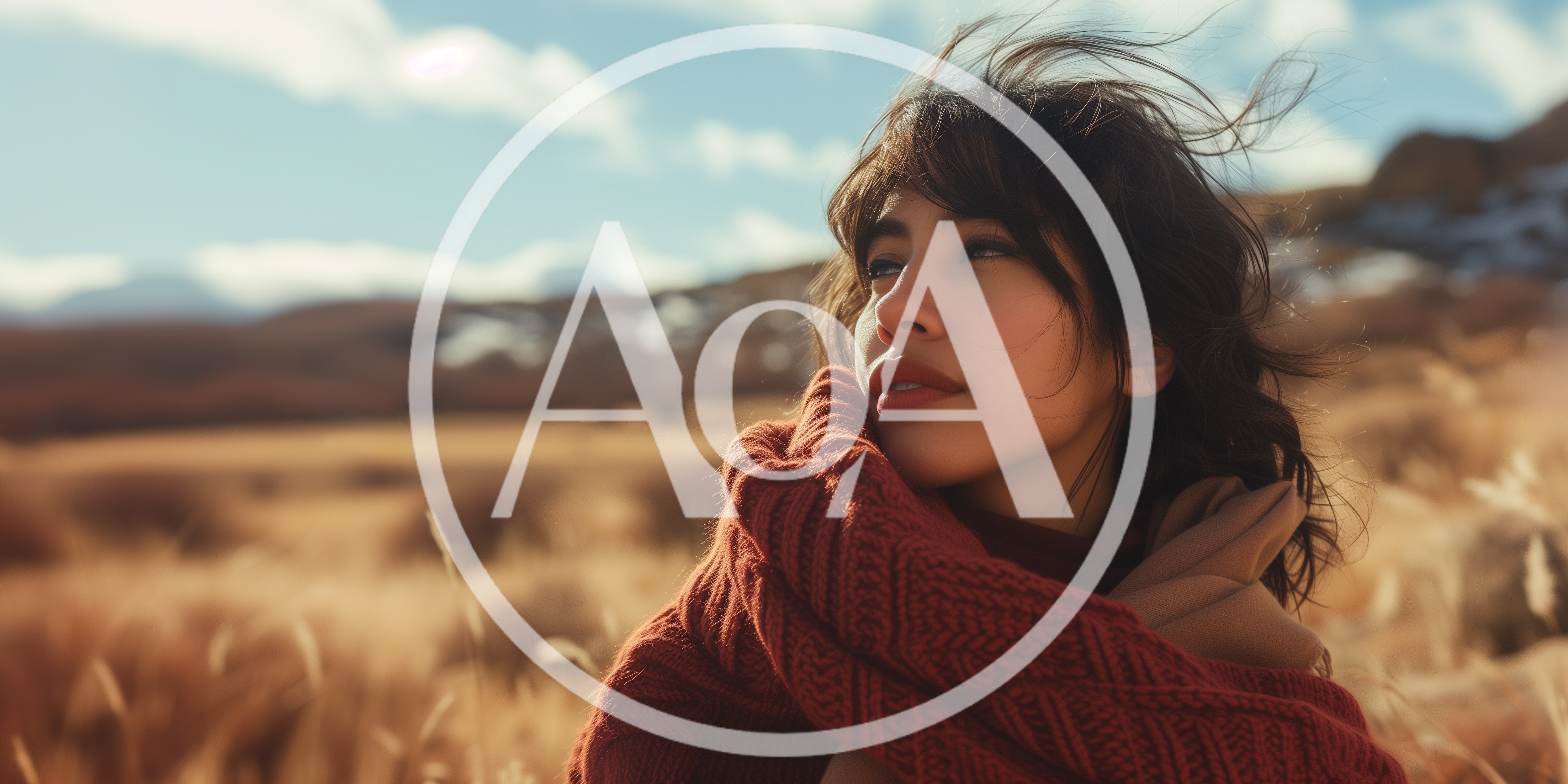 Young Woman Wearing Red Scarf In Golden Field