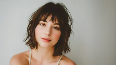 Portrait Of A Young Woman With Short Brown Hair